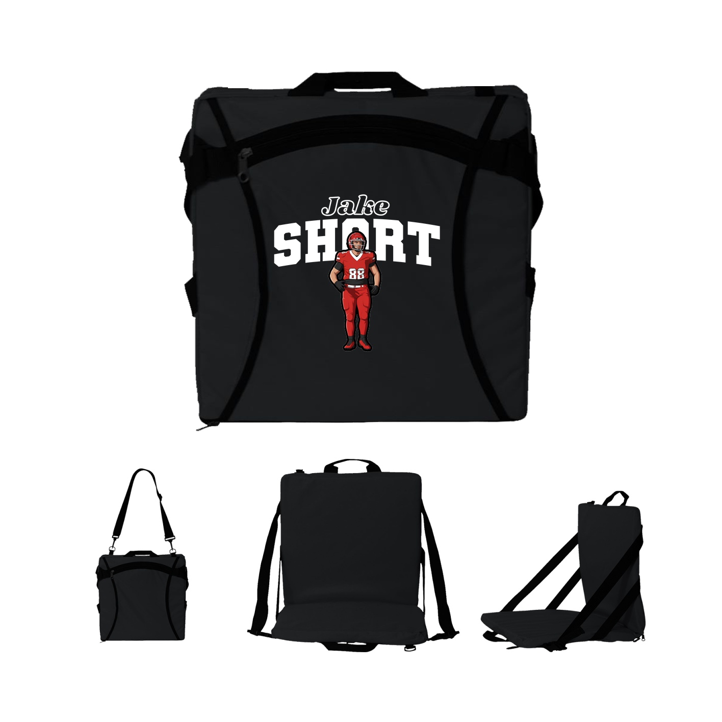 Folding Stadium Seat — Name Arch in Black