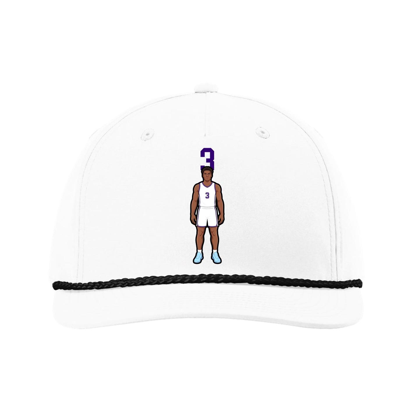 Five-Panel Classic Rope Cap — Number Top in White