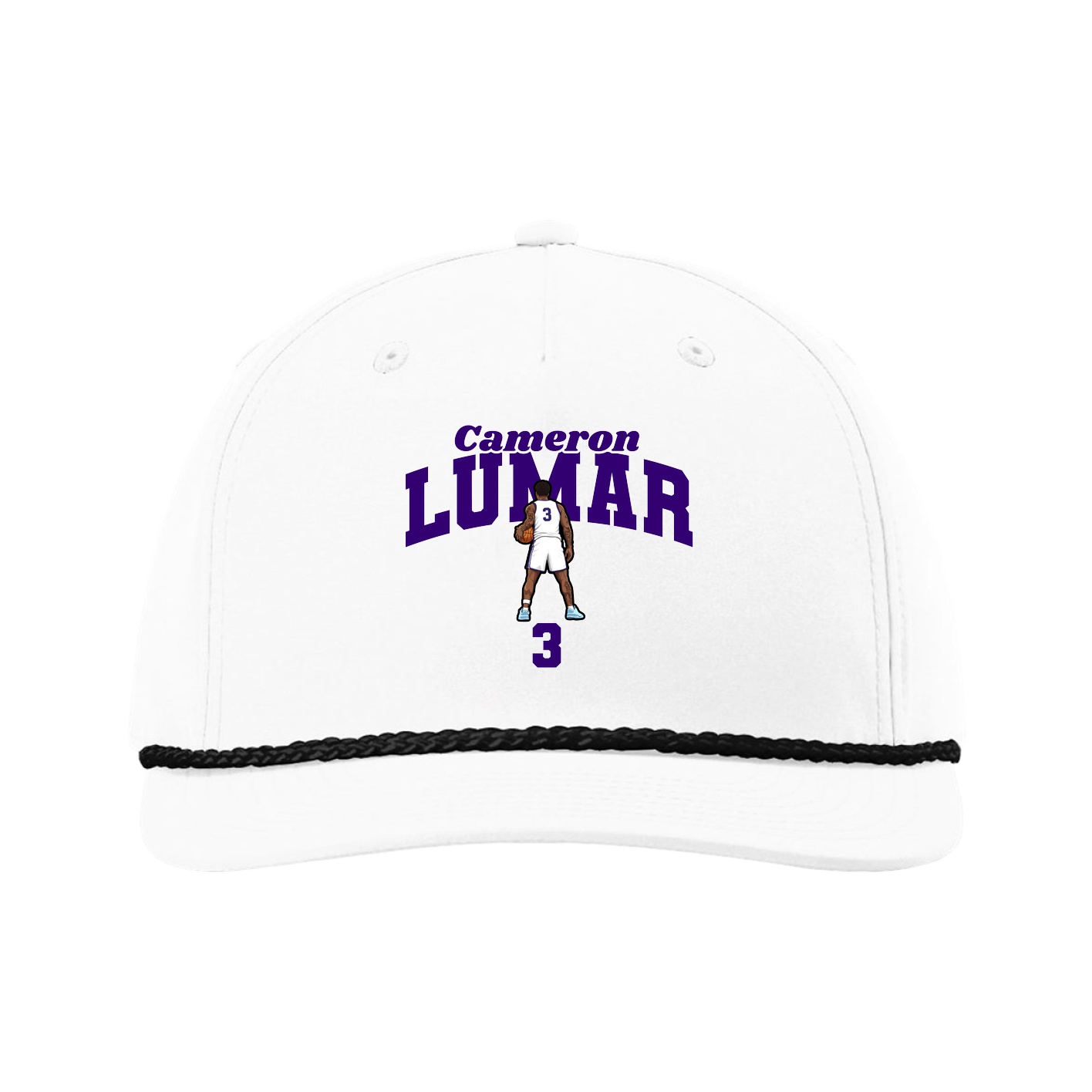 Five-Panel Classic Rope Cap — Signature Arch in White