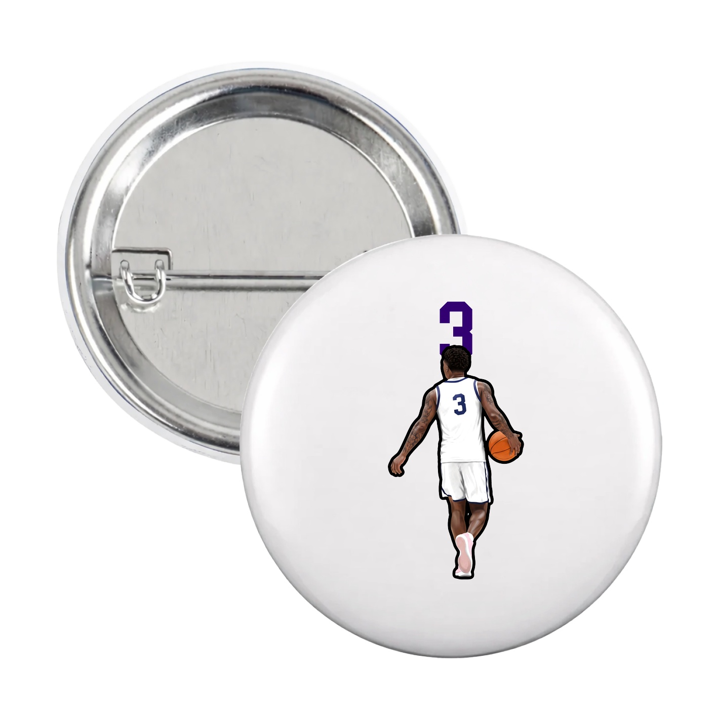 Game Day Button — Number Top in White