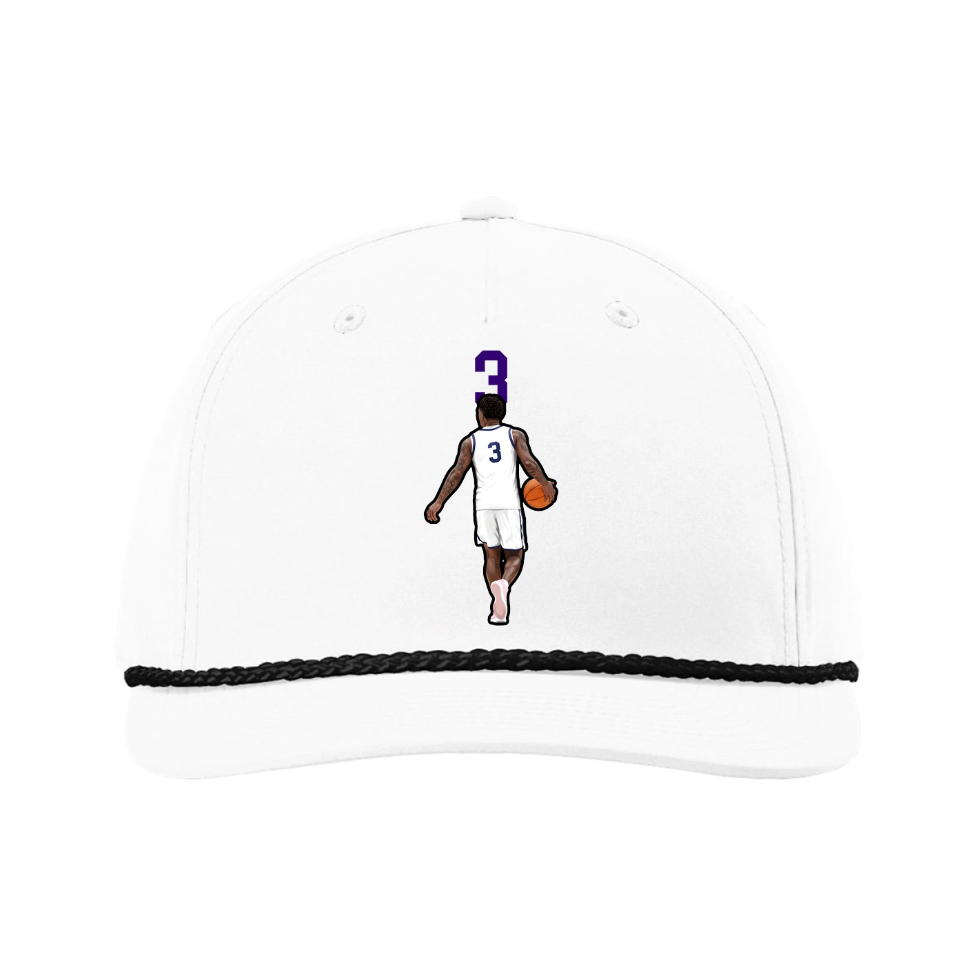 Five-Panel Classic Rope Cap — Number Top in White