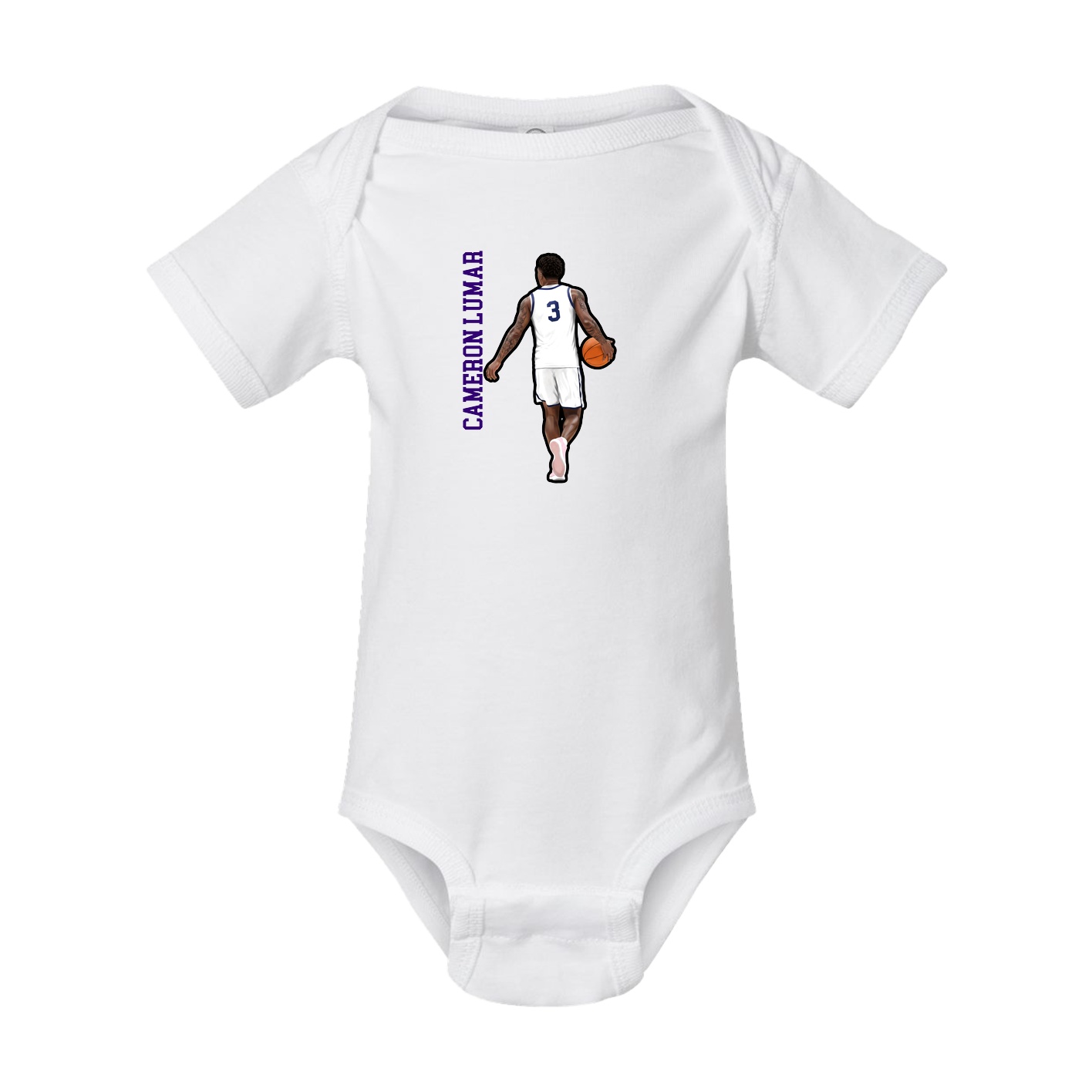 Baby Onesie — Name Vertical in White