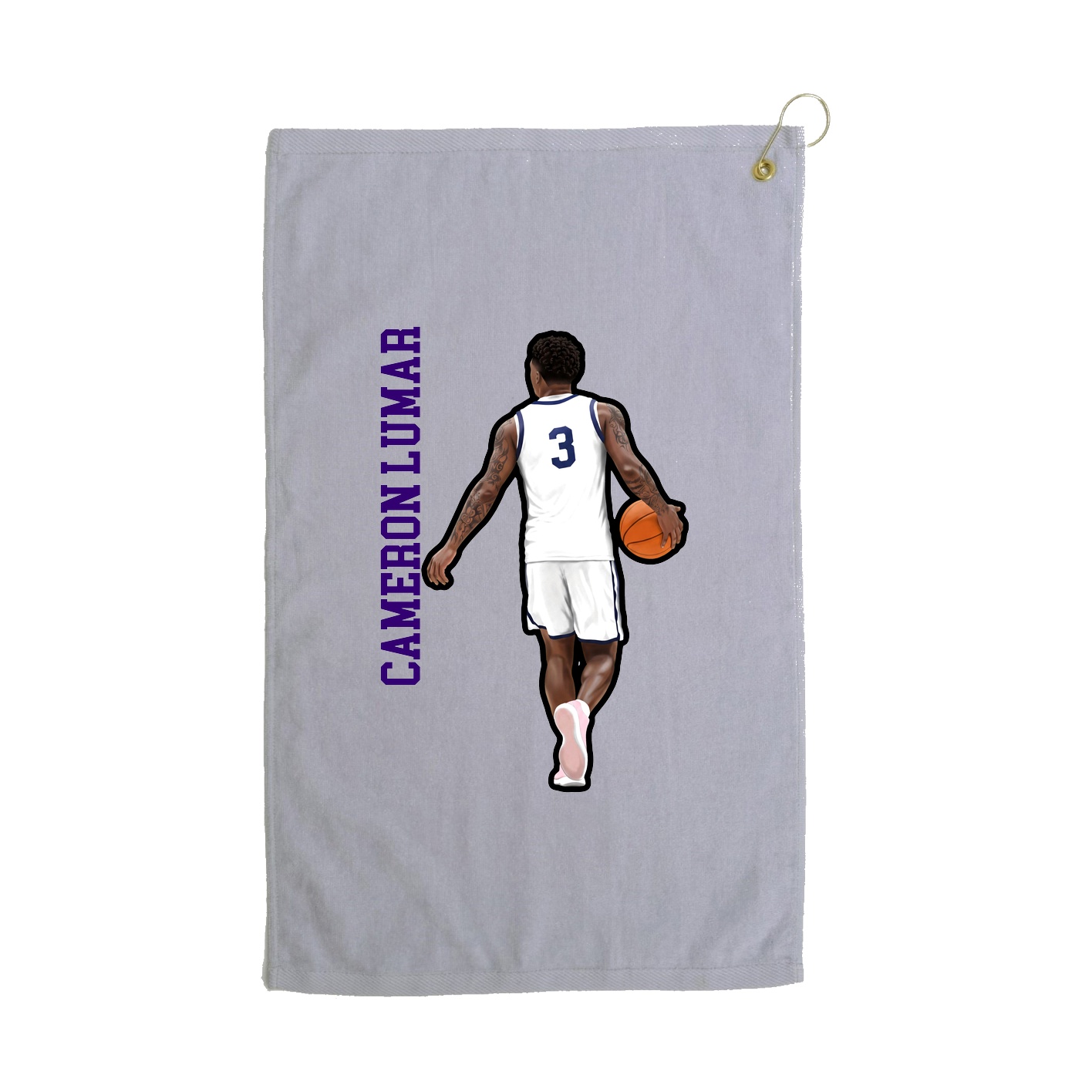 Golf Towel — Name Vertical in Grey