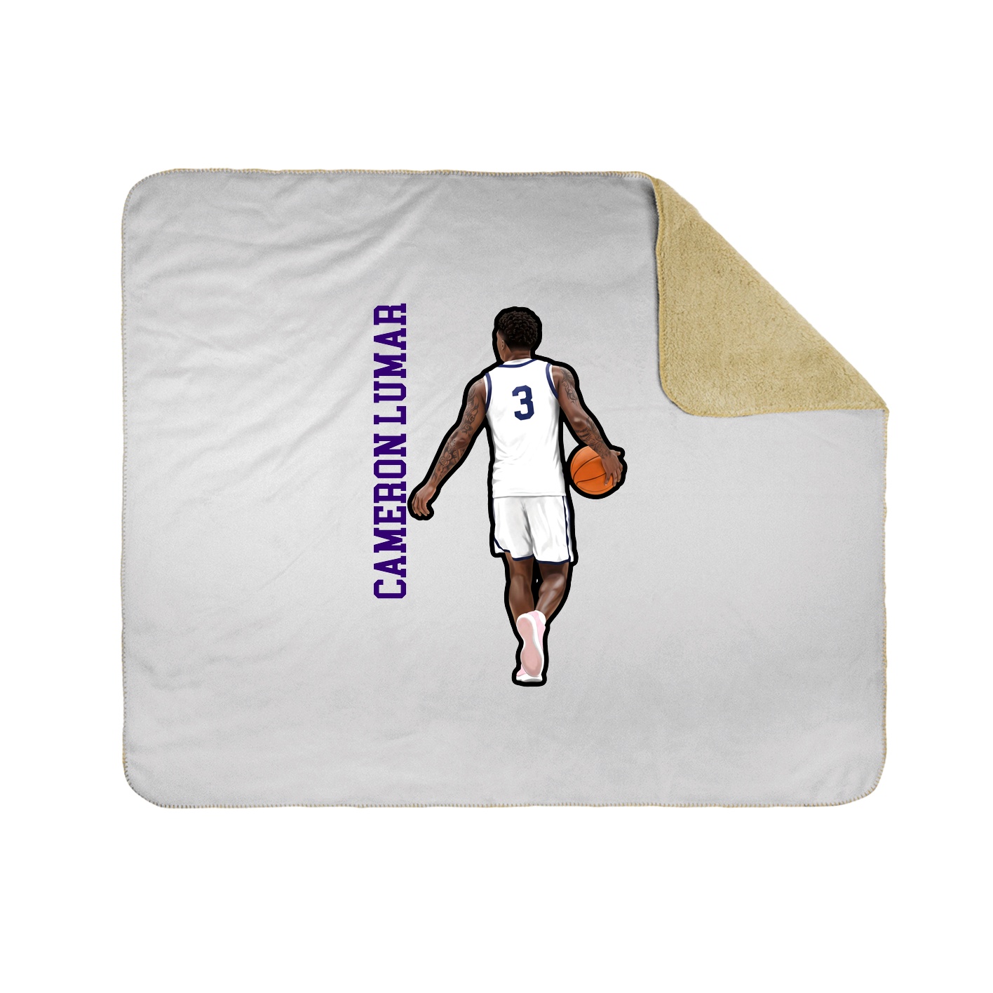 Throw Blanket — Name Vertical in White