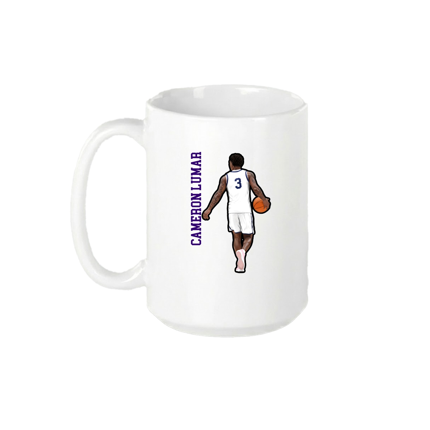 15oz Coffee Mug — Name Vertical in White