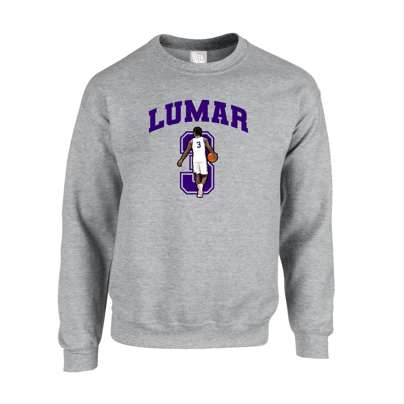 Fleece Crew — Number in Grey