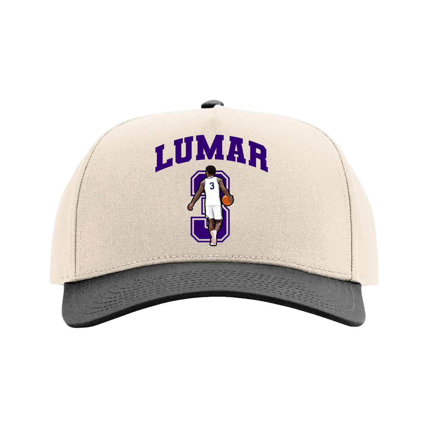 Full Fabric Five-Panel Champ Cap — Number in Cream/Black
