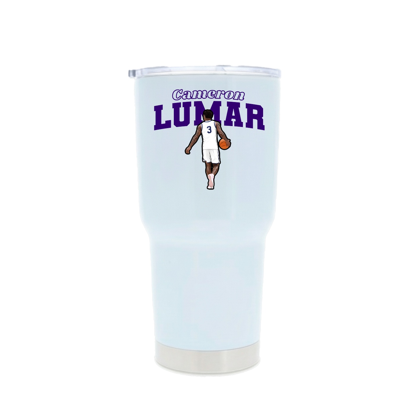 30oz Stainless Steel Tumbler — Name Arch in White