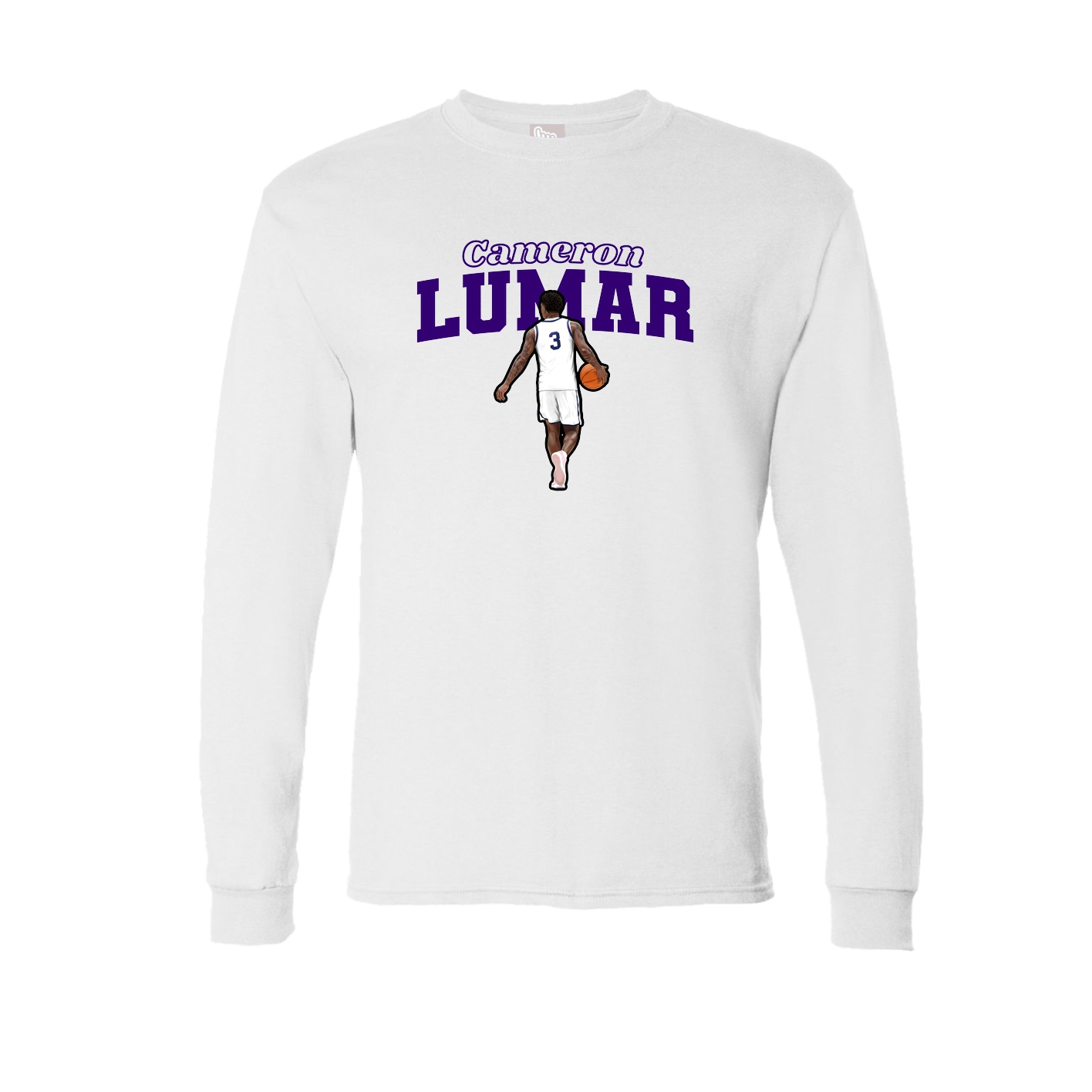 Long Sleeve Tee — Name Arch in White