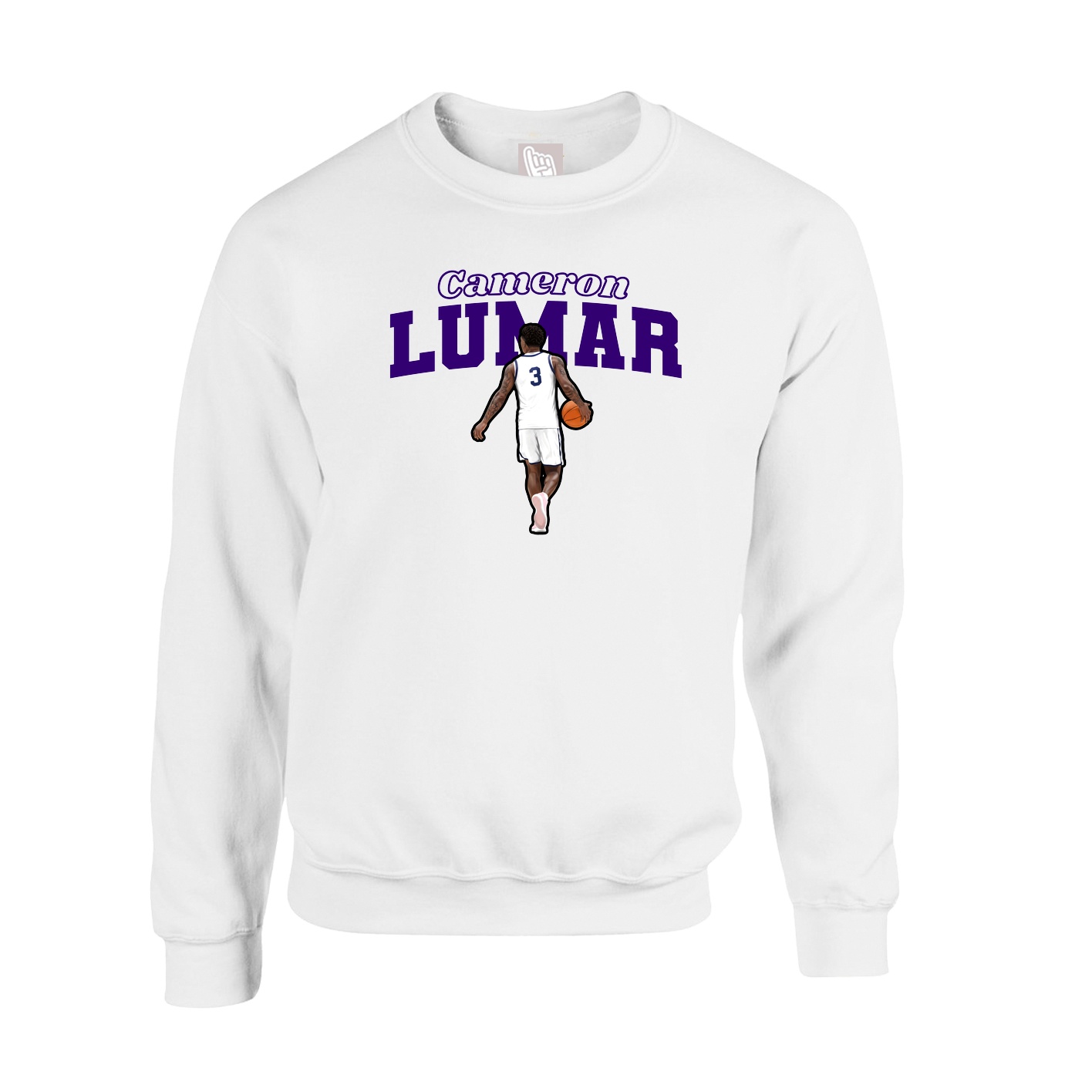 Fleece Crew — Name Arch in White