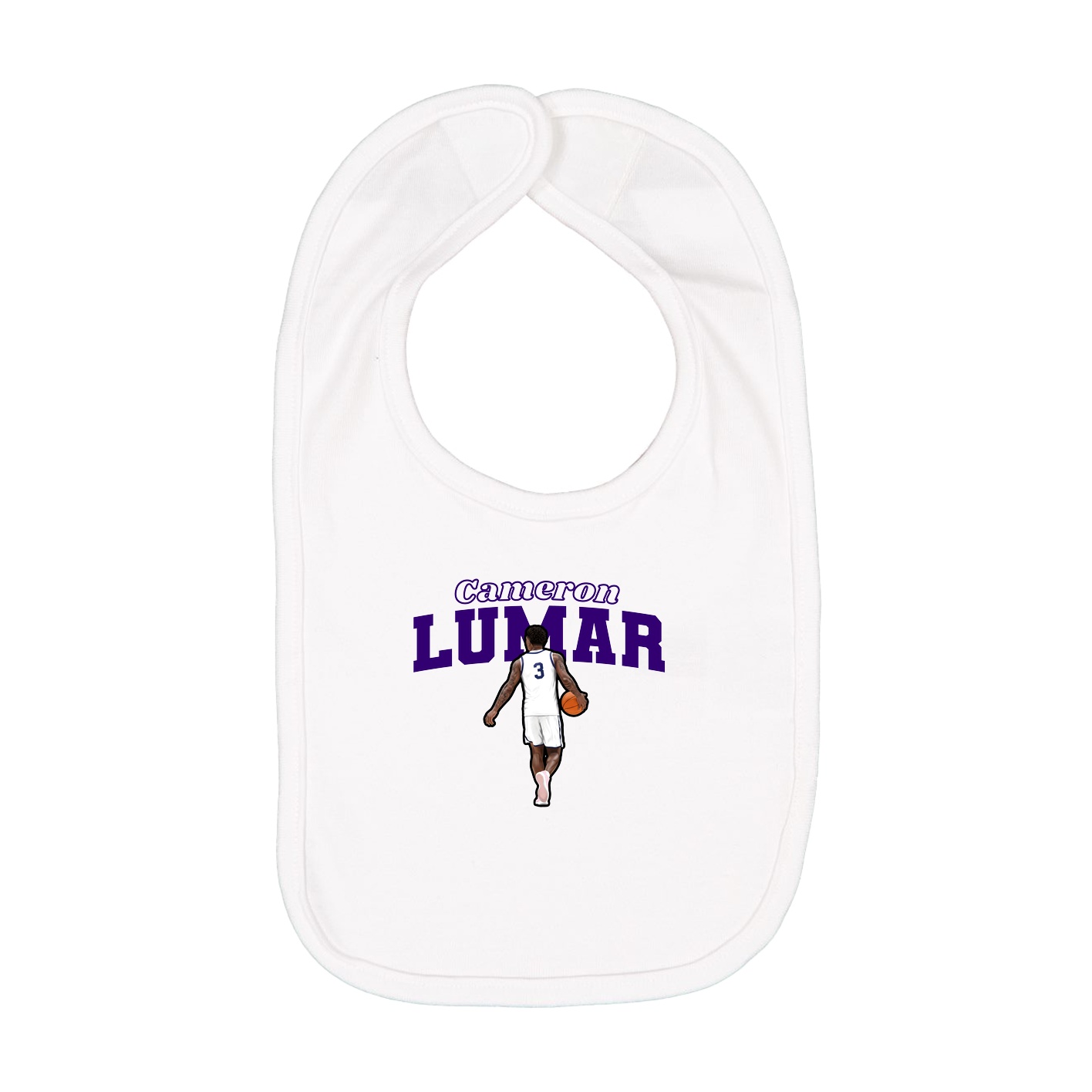 Infant Bib — Name Arch in White