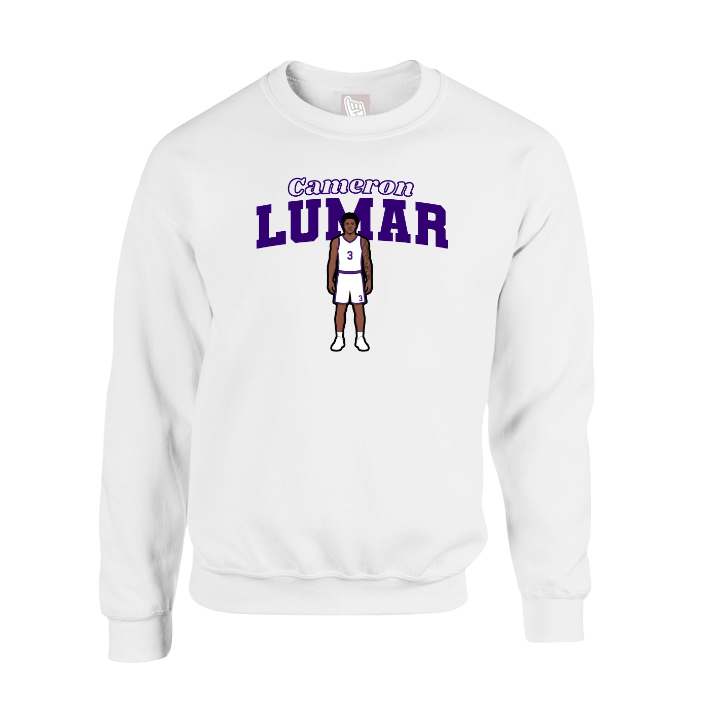 Fleece Crew — Name Arch in White
