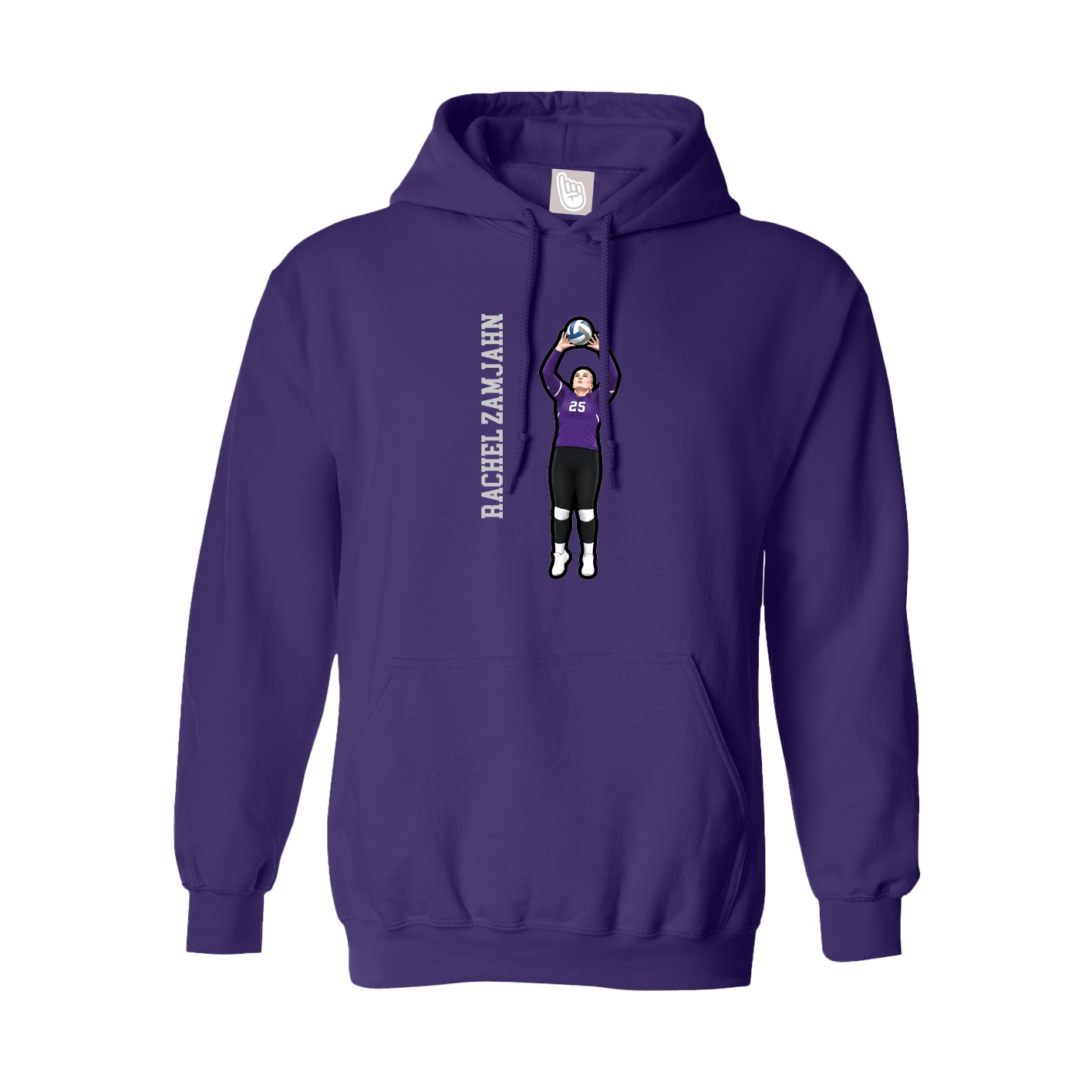 Youth Hoodie — Name Vertical in Purple