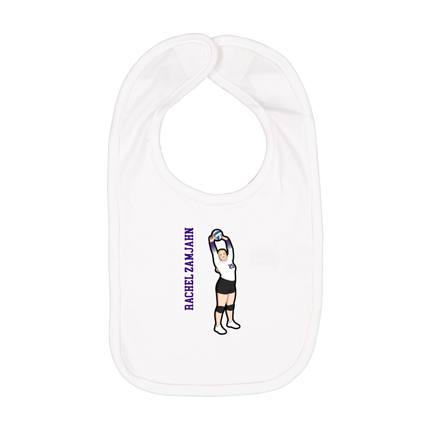 Infant Bib — Name Vertical in White