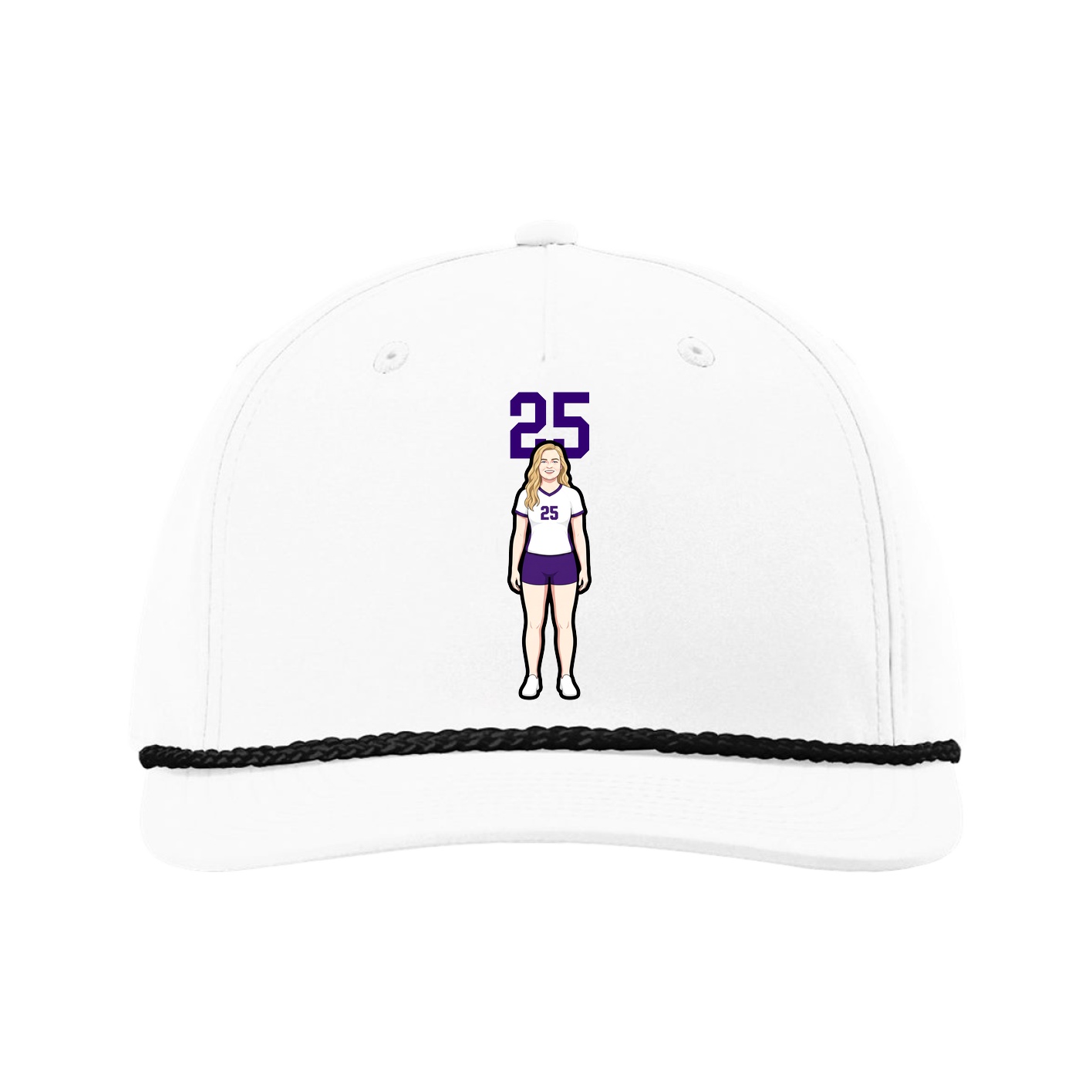 Five-Panel Classic Rope Cap — Number Top in White