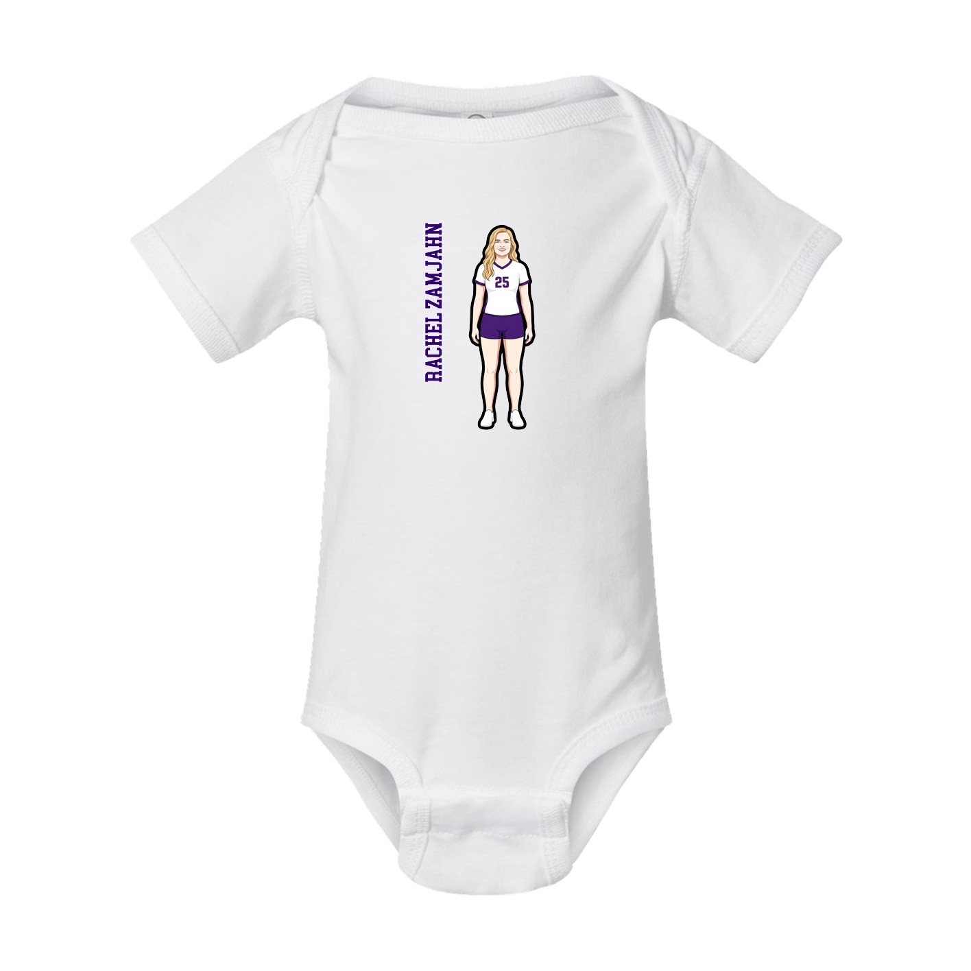 Baby Onesie — Name Vertical in White
