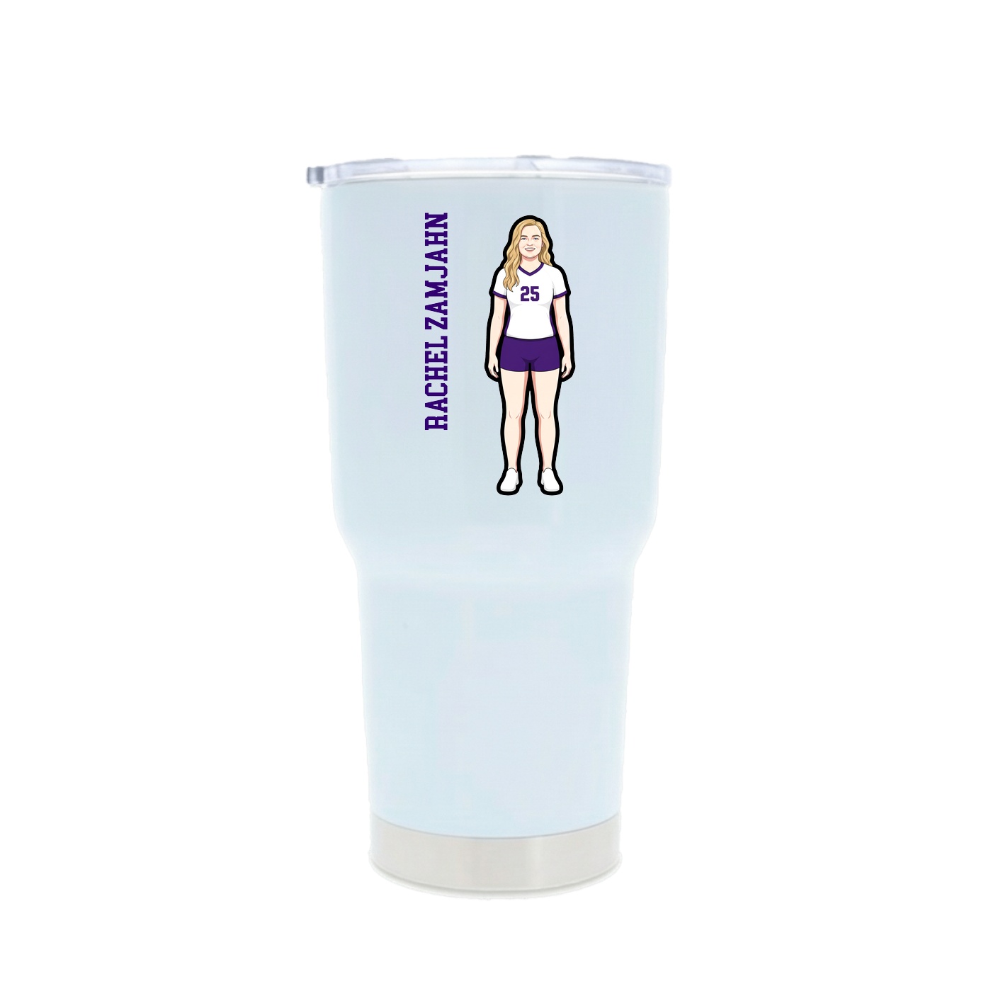 30oz Stainless Steel Tumbler — Name Vertical in White