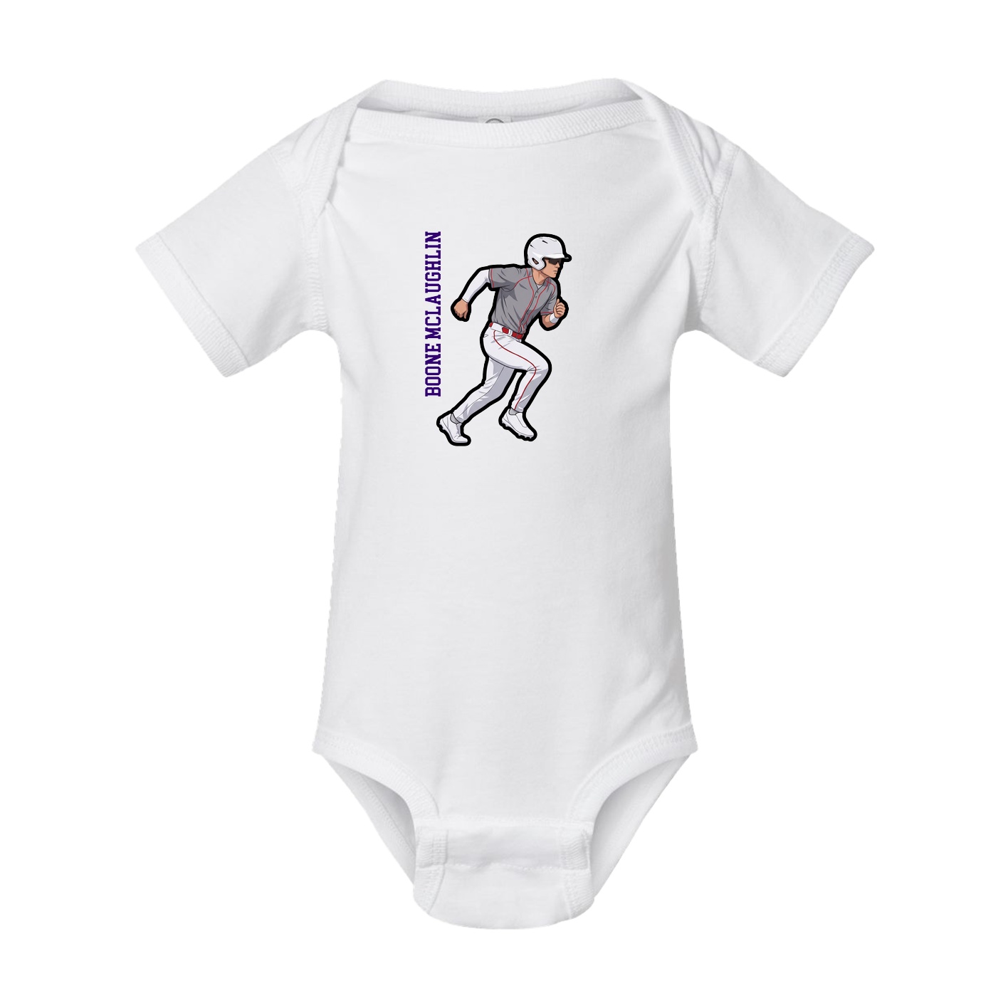 Baby Onesie — Name Vertical in White