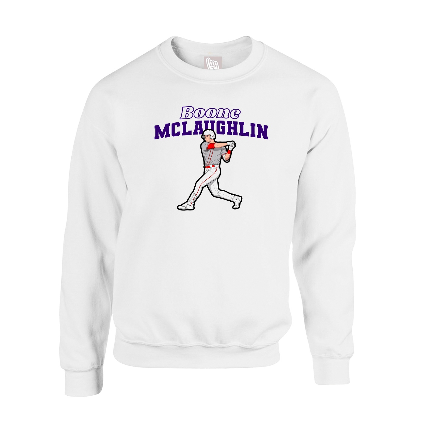 Fleece Crew — Name Arch in White