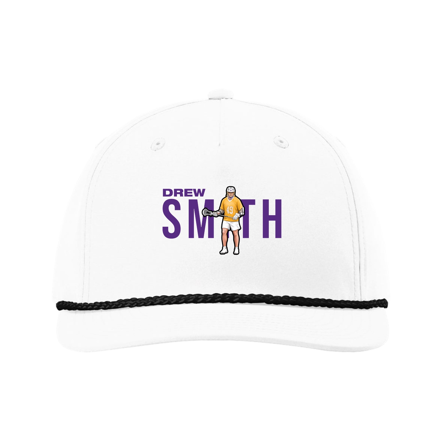 Five-Panel Classic Rope Cap — Player Name in White