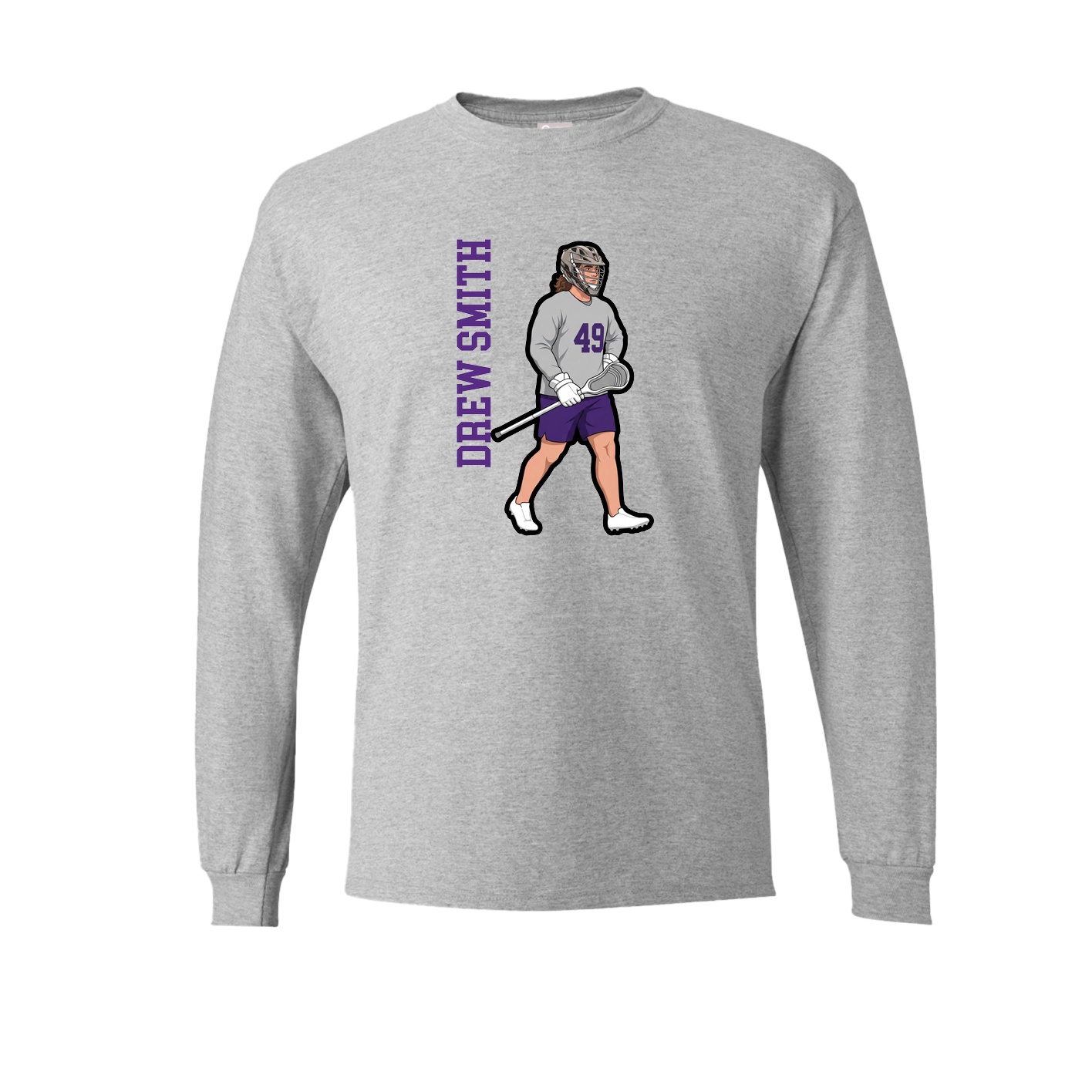 Long Sleeve Tee — Name Vertical in Grey