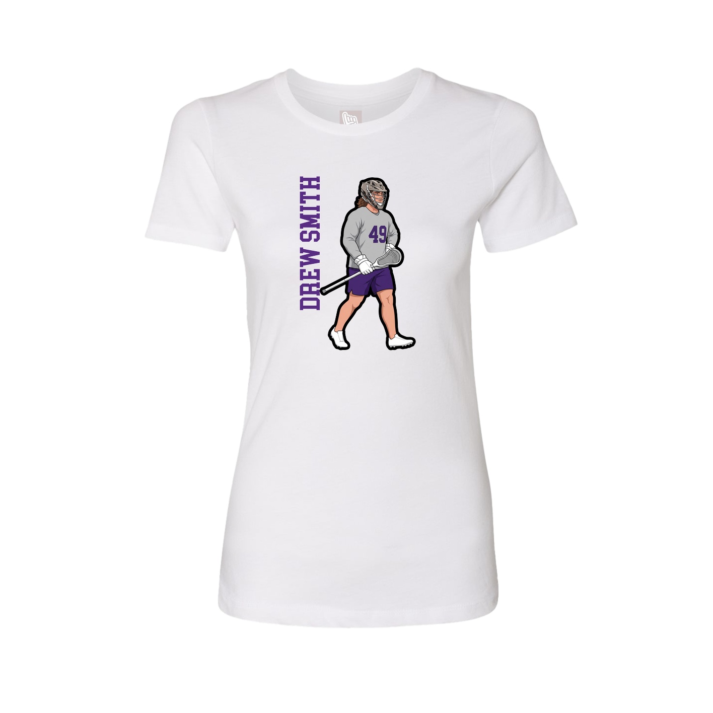 Womens Tee — Name Vertical in White