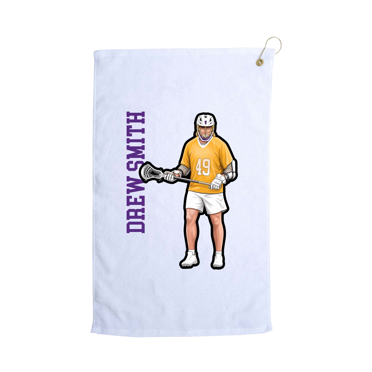 Golf Towel — Name Vertical in White