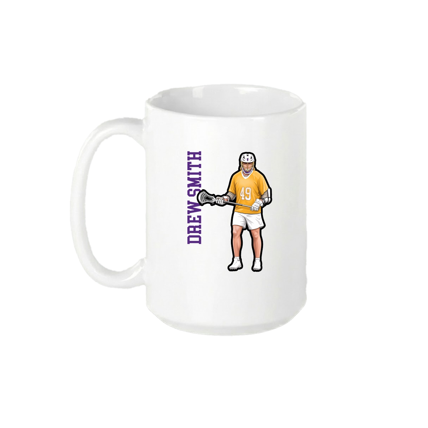 15oz Coffee Mug — Name Vertical in White