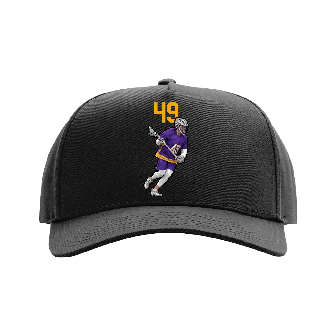 Full Fabric Five-Panel Champ Cap — Number Top in Black