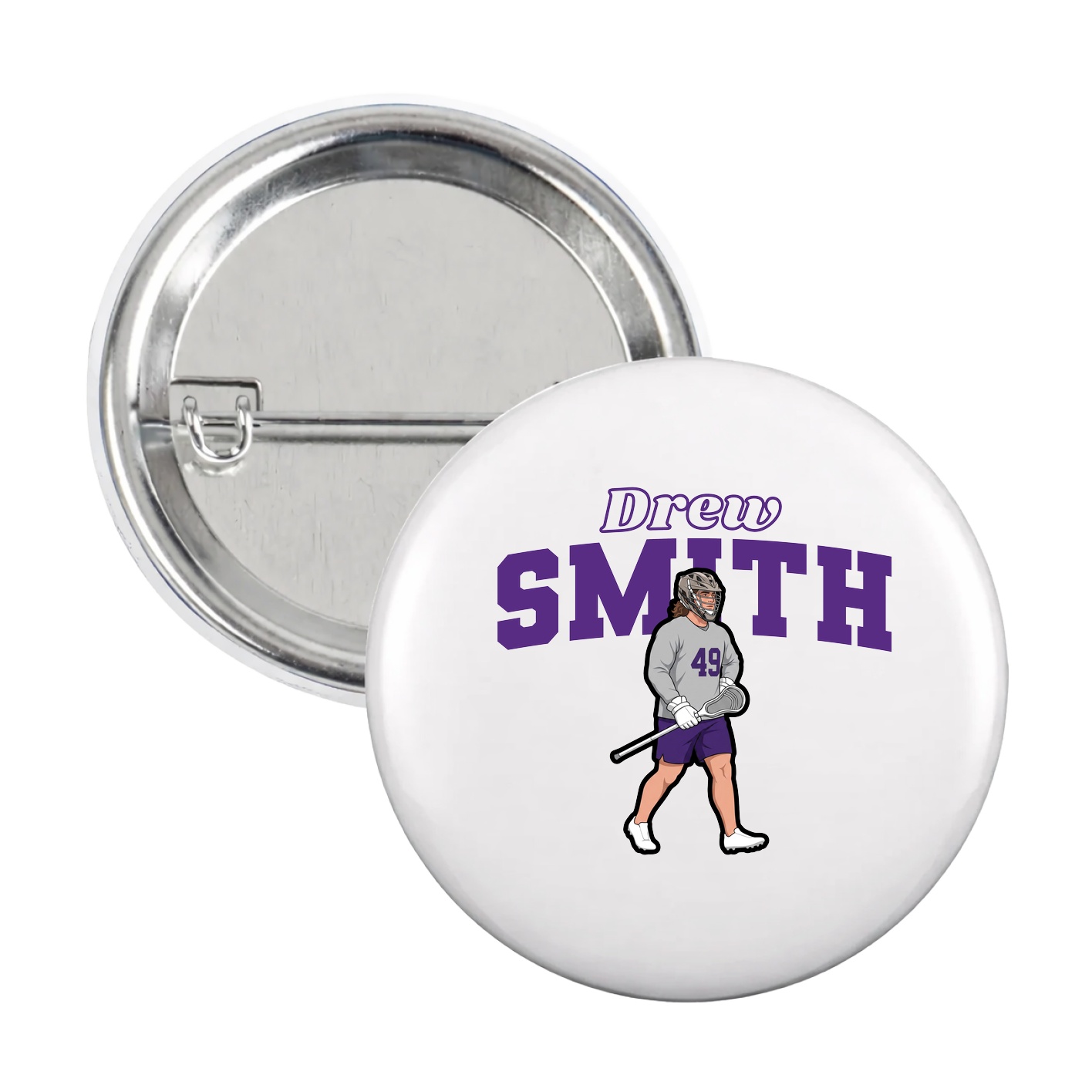 Game Day Button — Name Arch in White