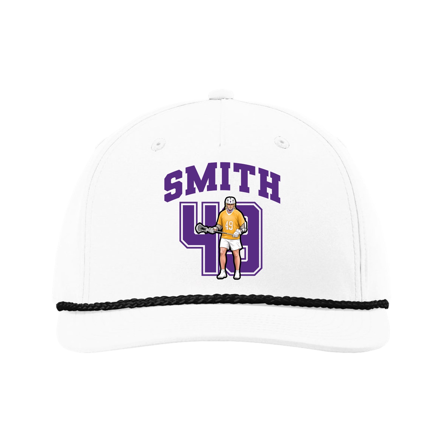 Five-Panel Classic Rope Cap — Number in White