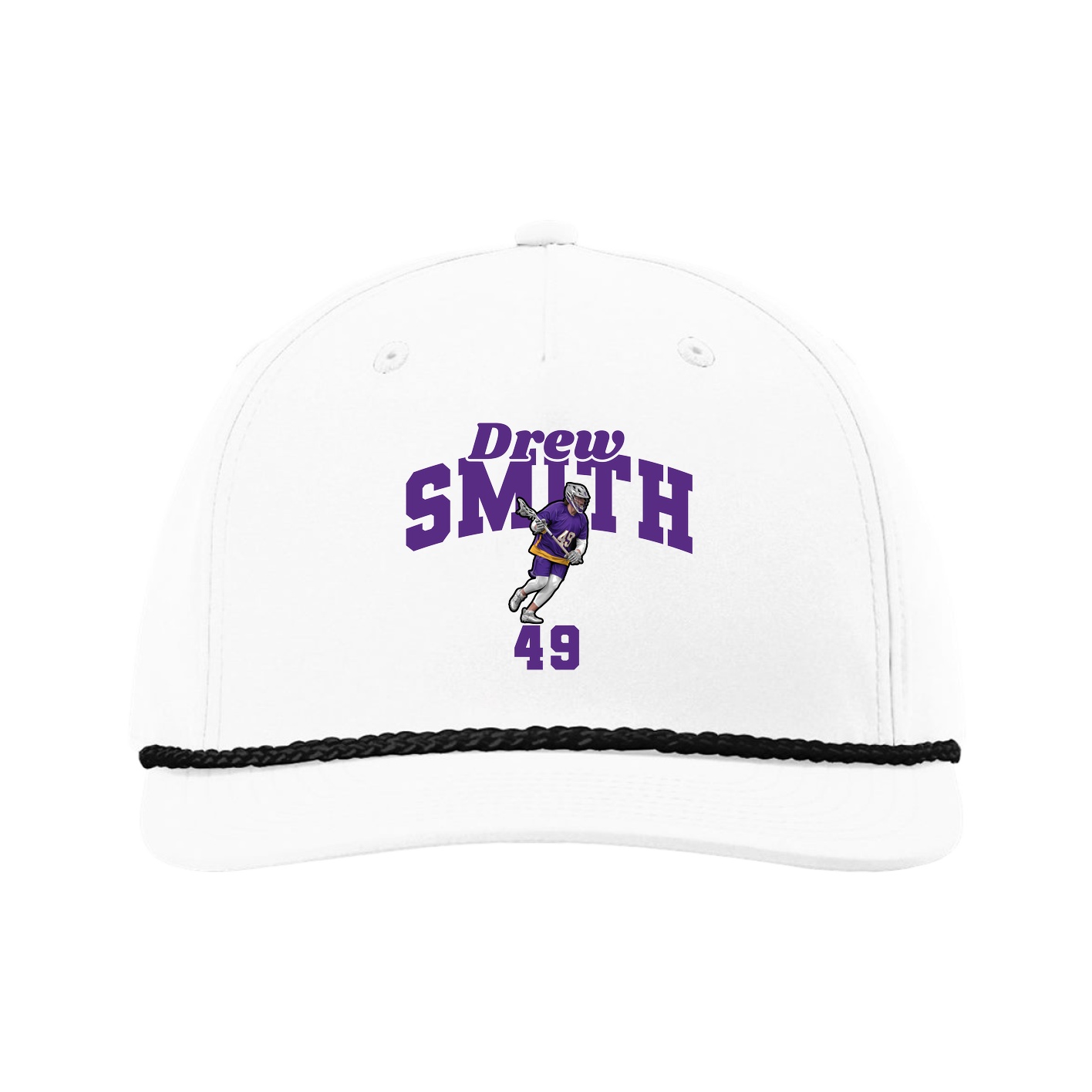 Five-Panel Classic Rope Cap — Signature Arch in White