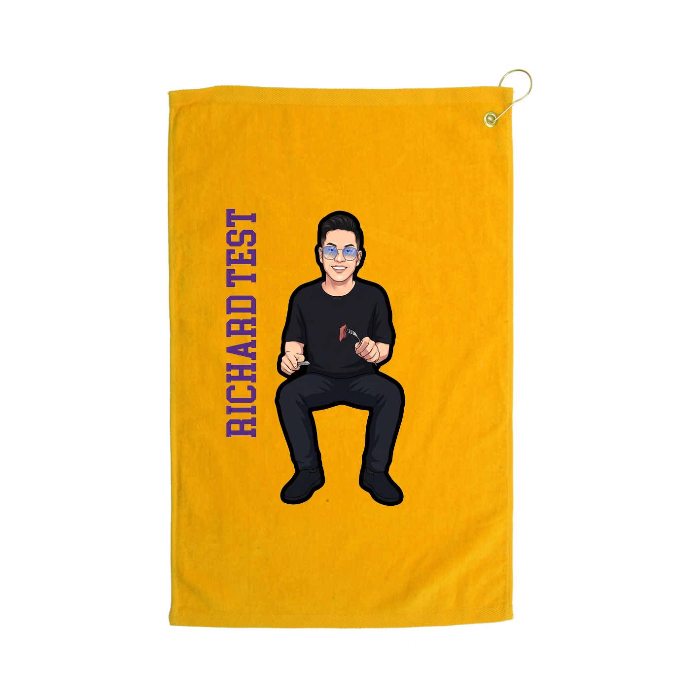 Golf Towel — Name Vertical in Gold
