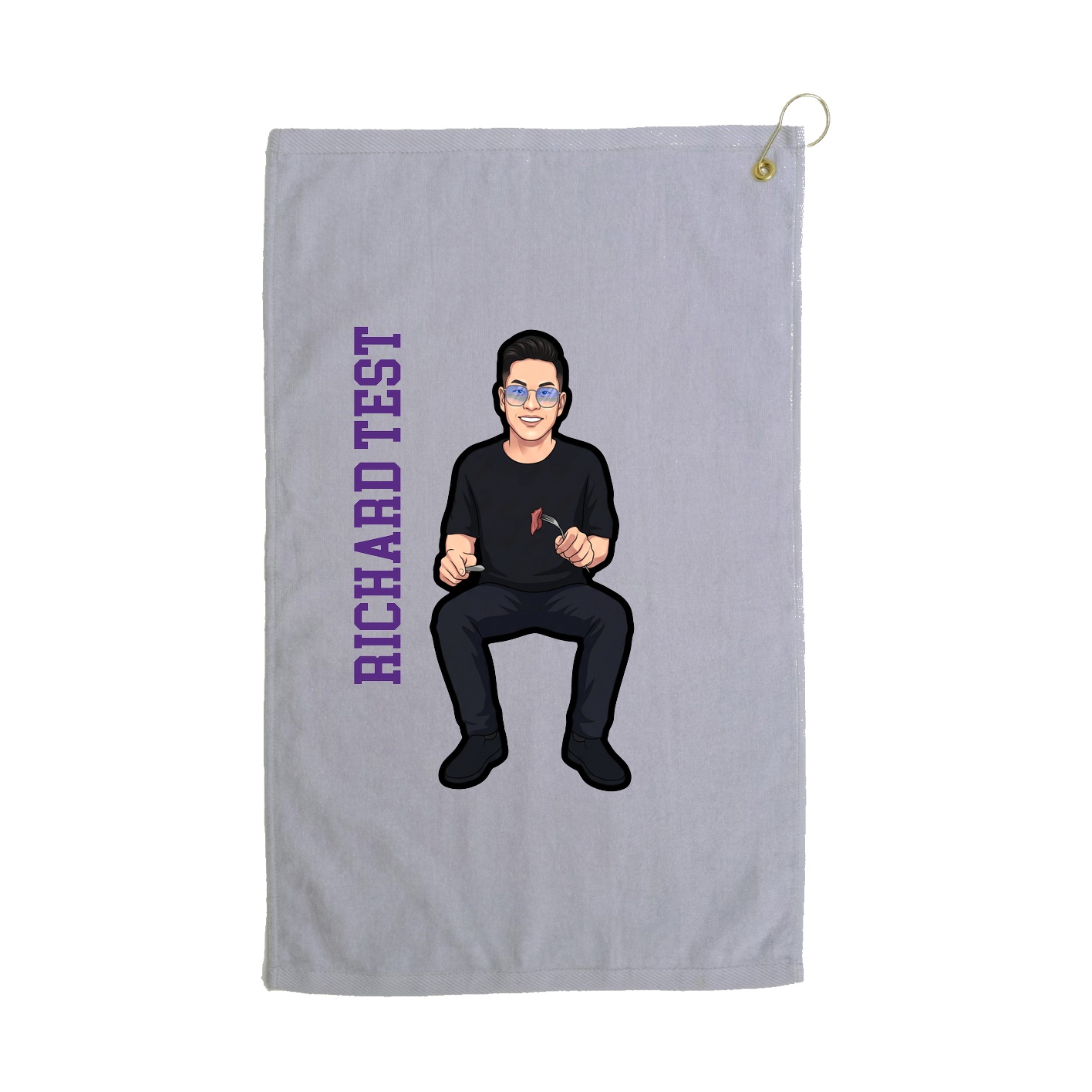 Golf Towel — Name Vertical in Grey