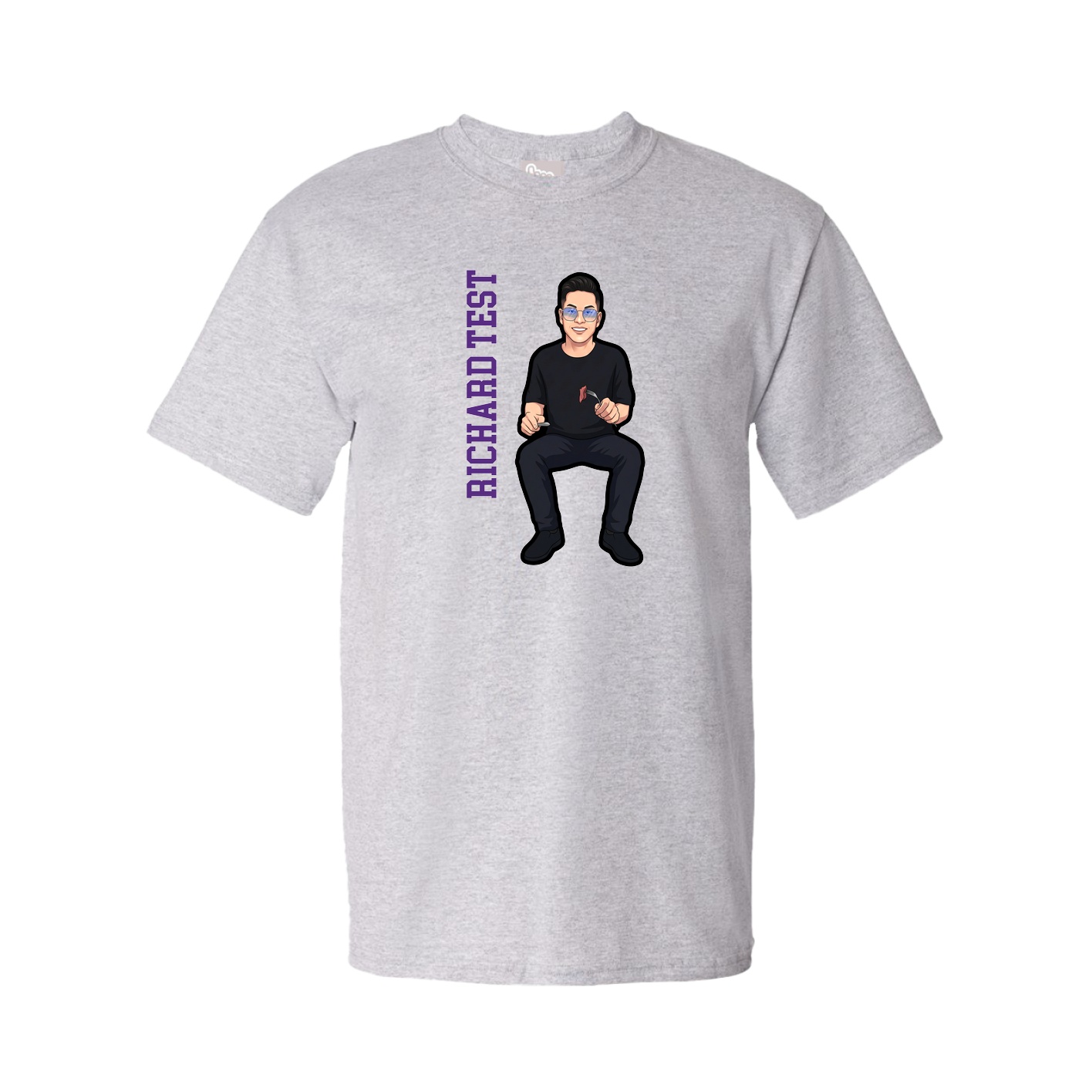 Tee — Name Vertical in Grey