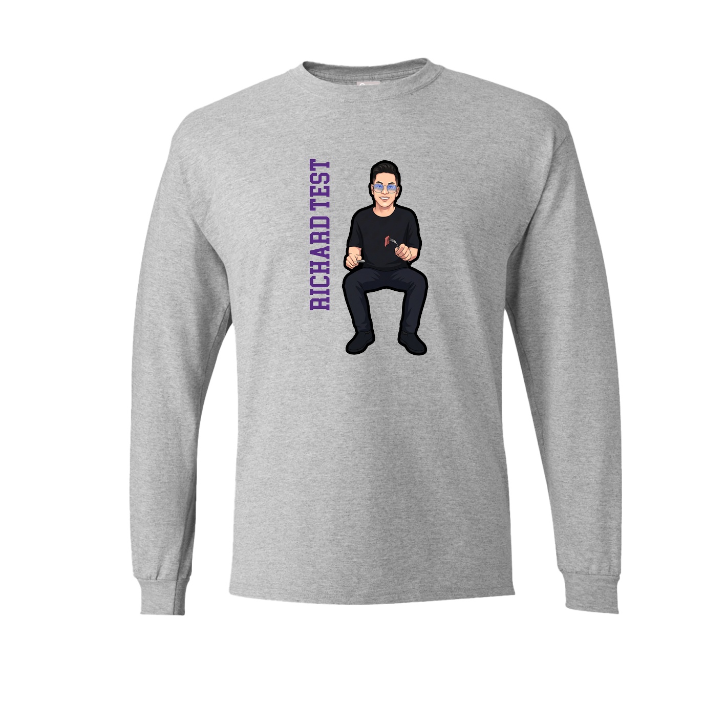 Long Sleeve Tee — Name Vertical in Grey
