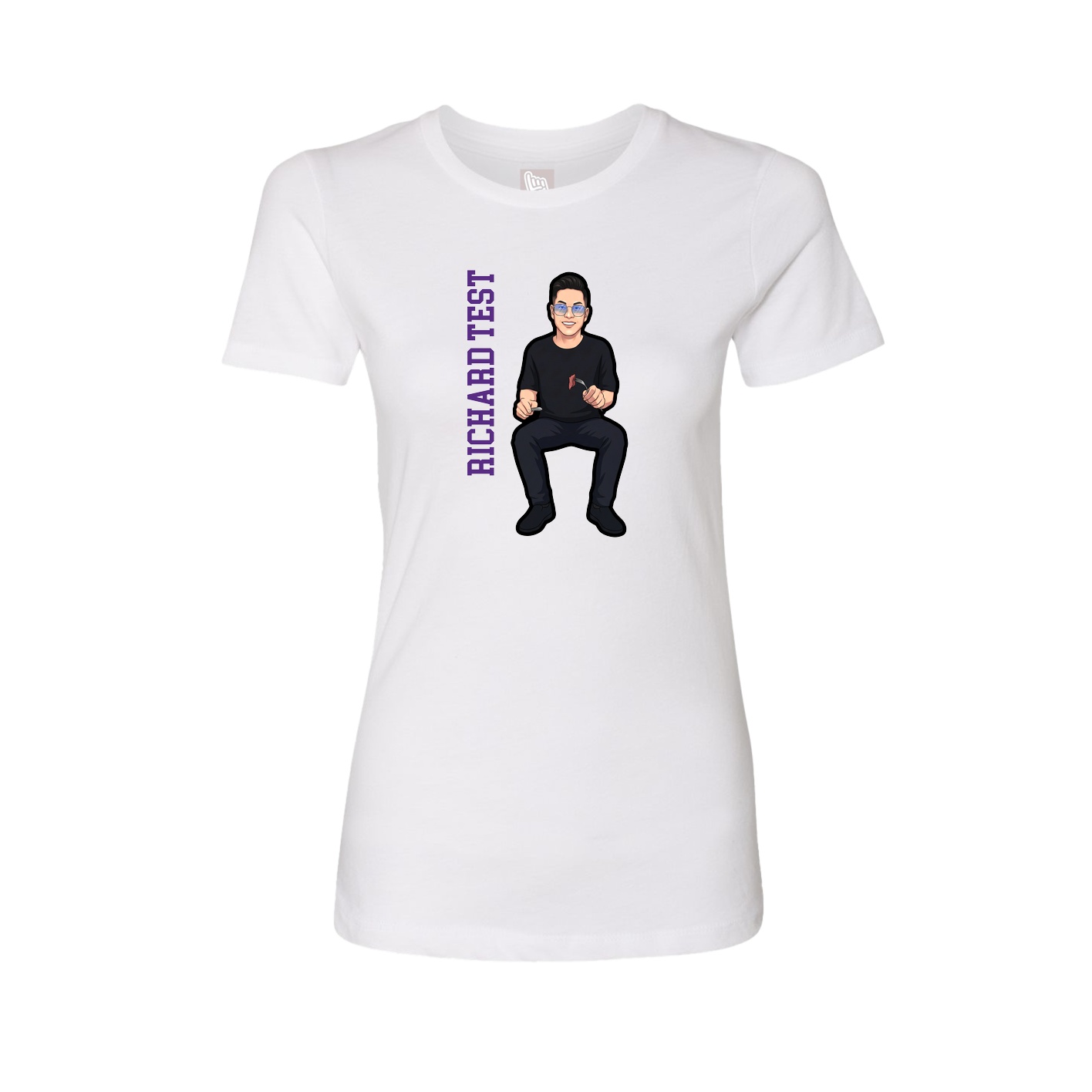 Womens Tee — Name Vertical in White