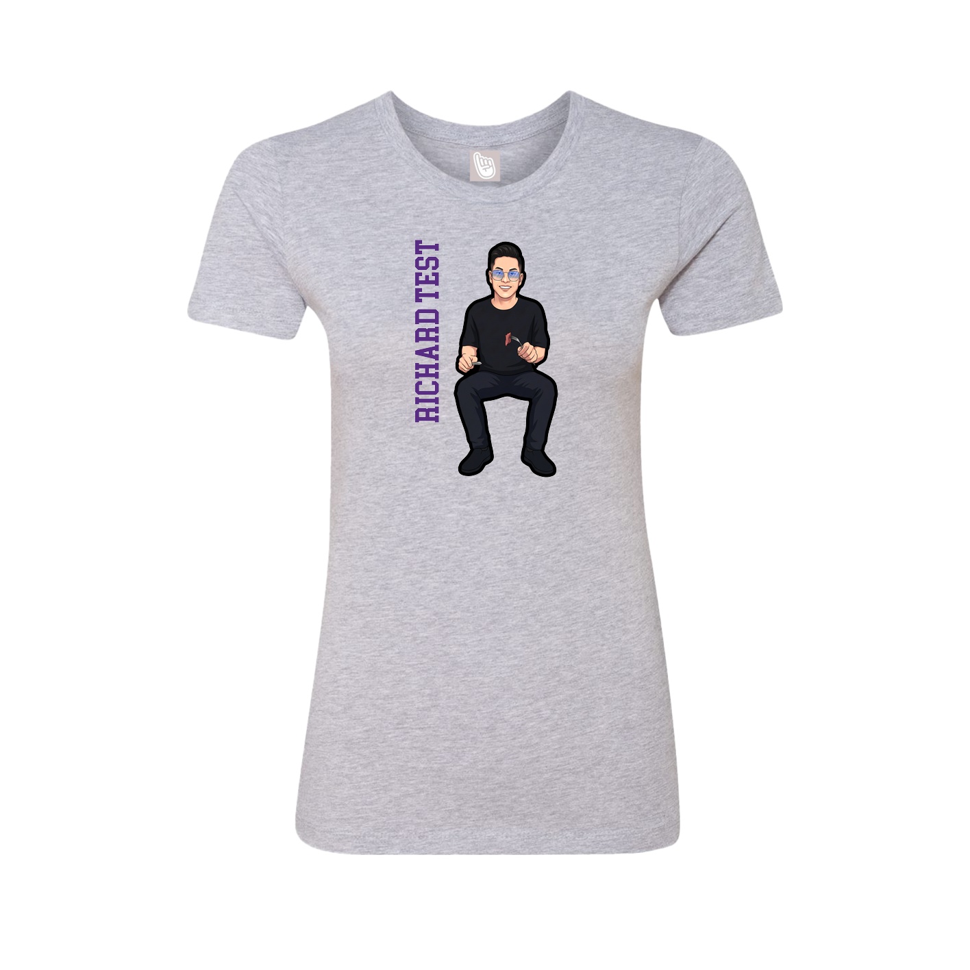 Womens Tee — Name Vertical in Grey