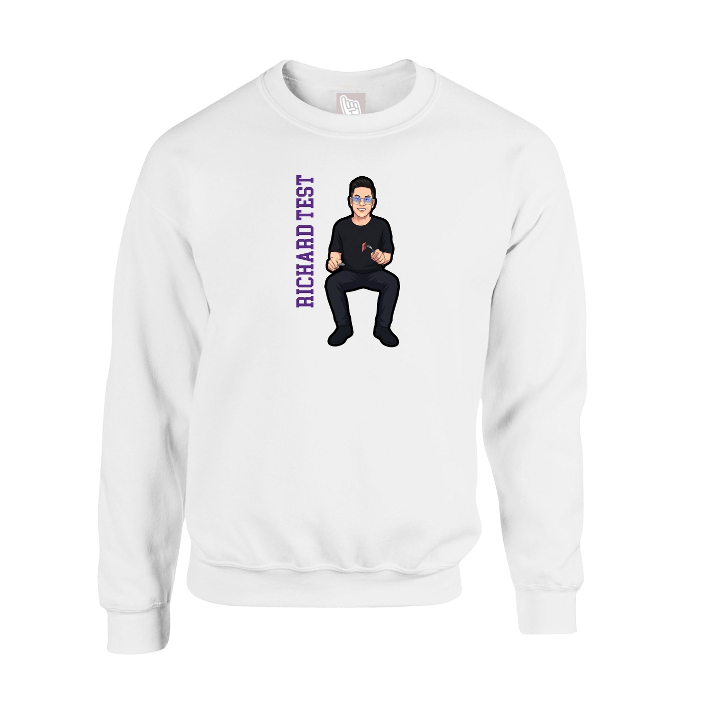 Fleece Crew — Name Vertical in White
