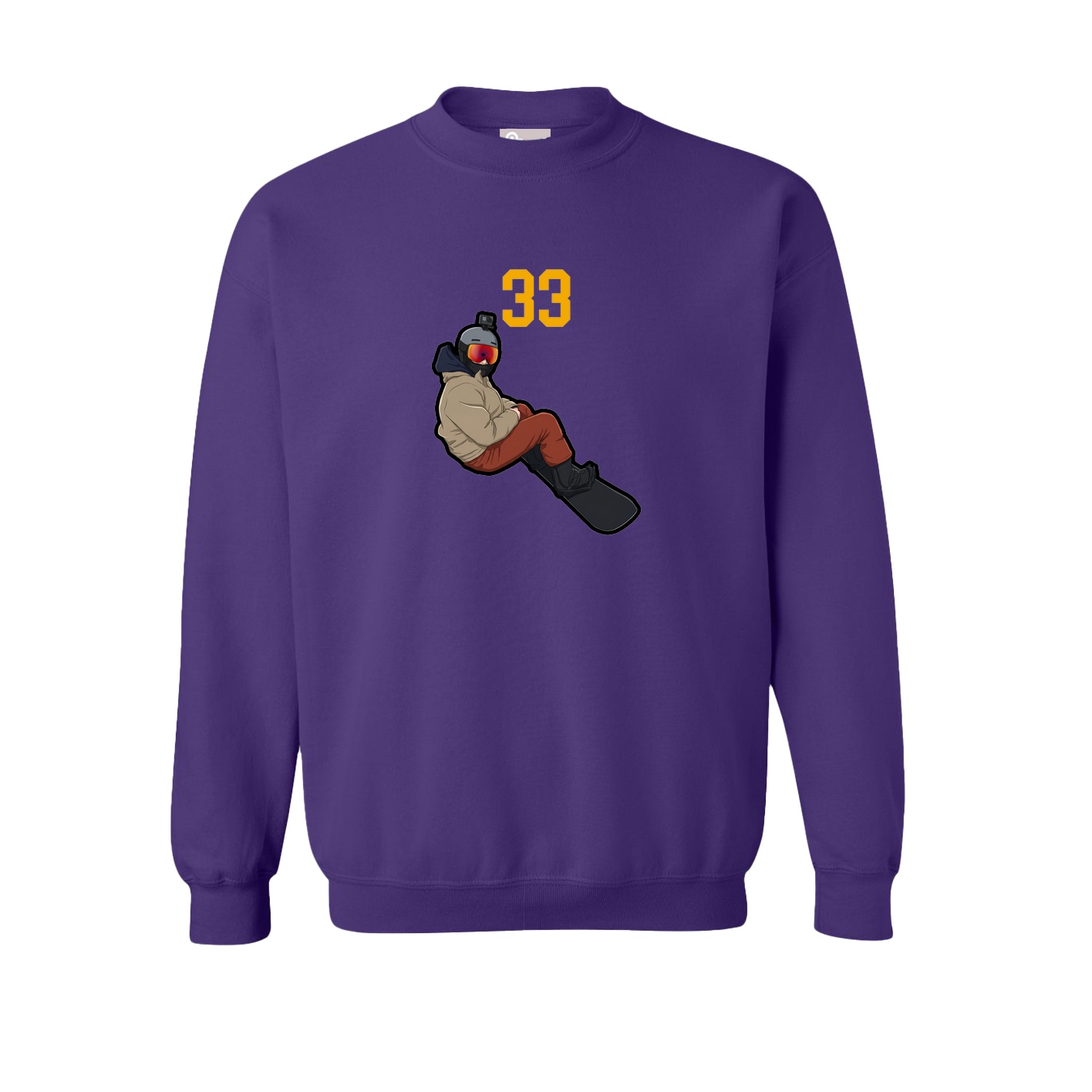 Fleece Crew — Number Top in Purple