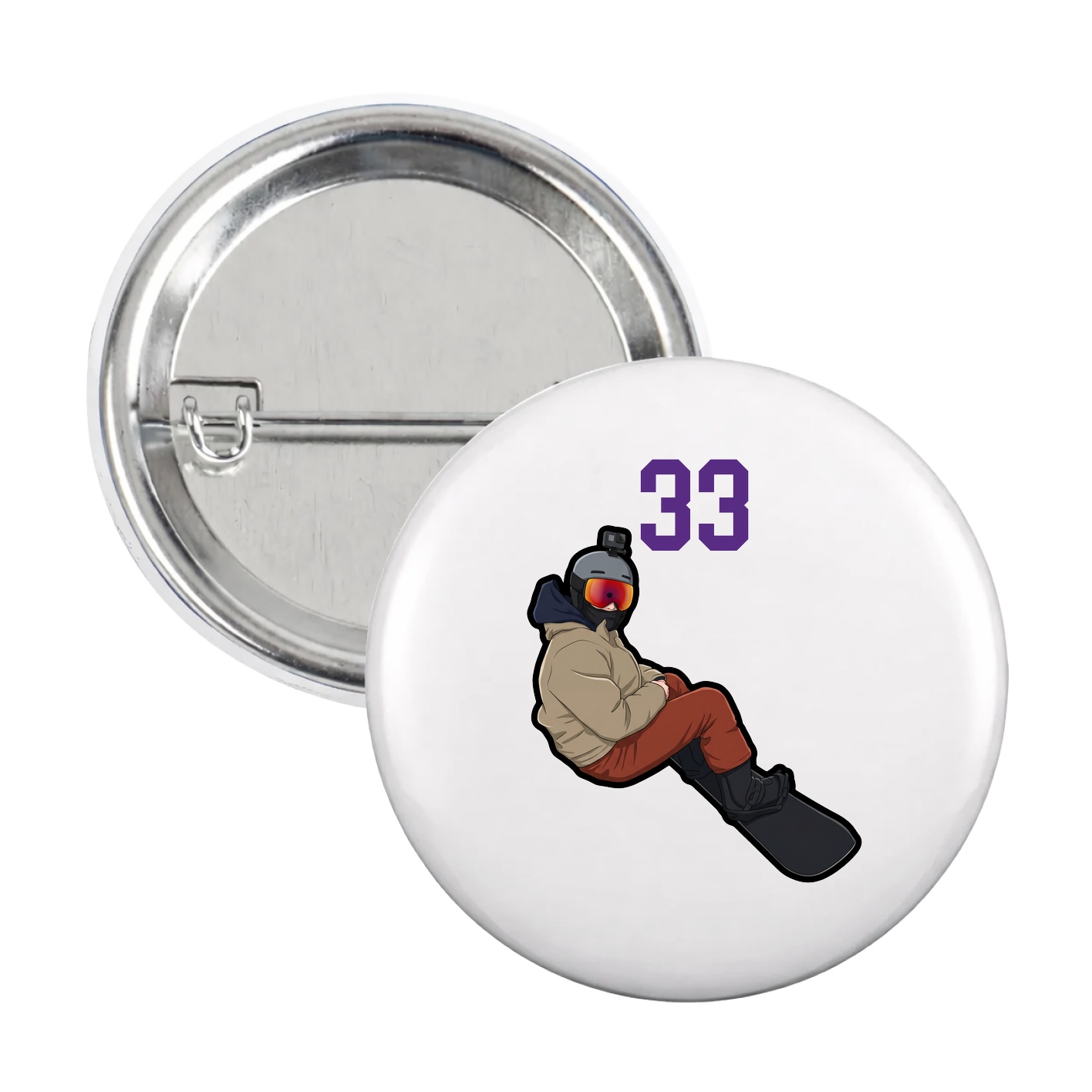 Game Day Button — Number Top in White