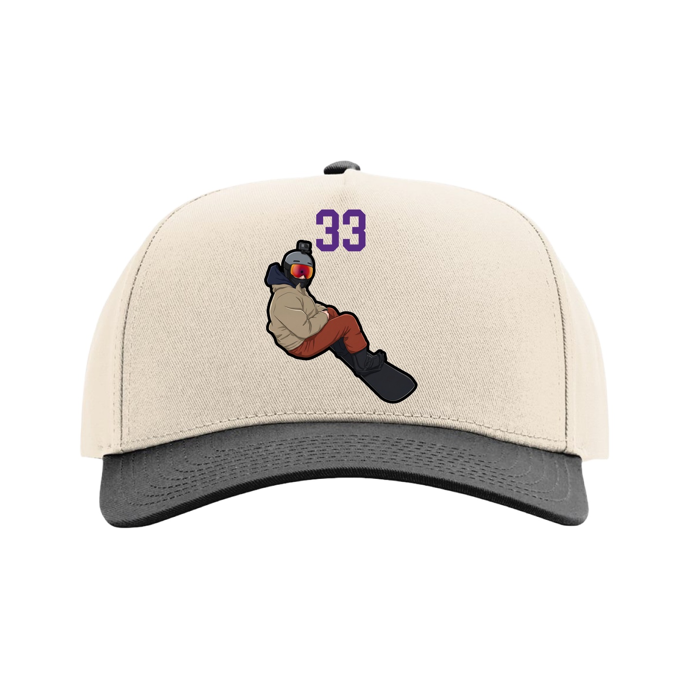 Full Fabric Five-Panel Champ Cap — Number Top in Cream/Black
