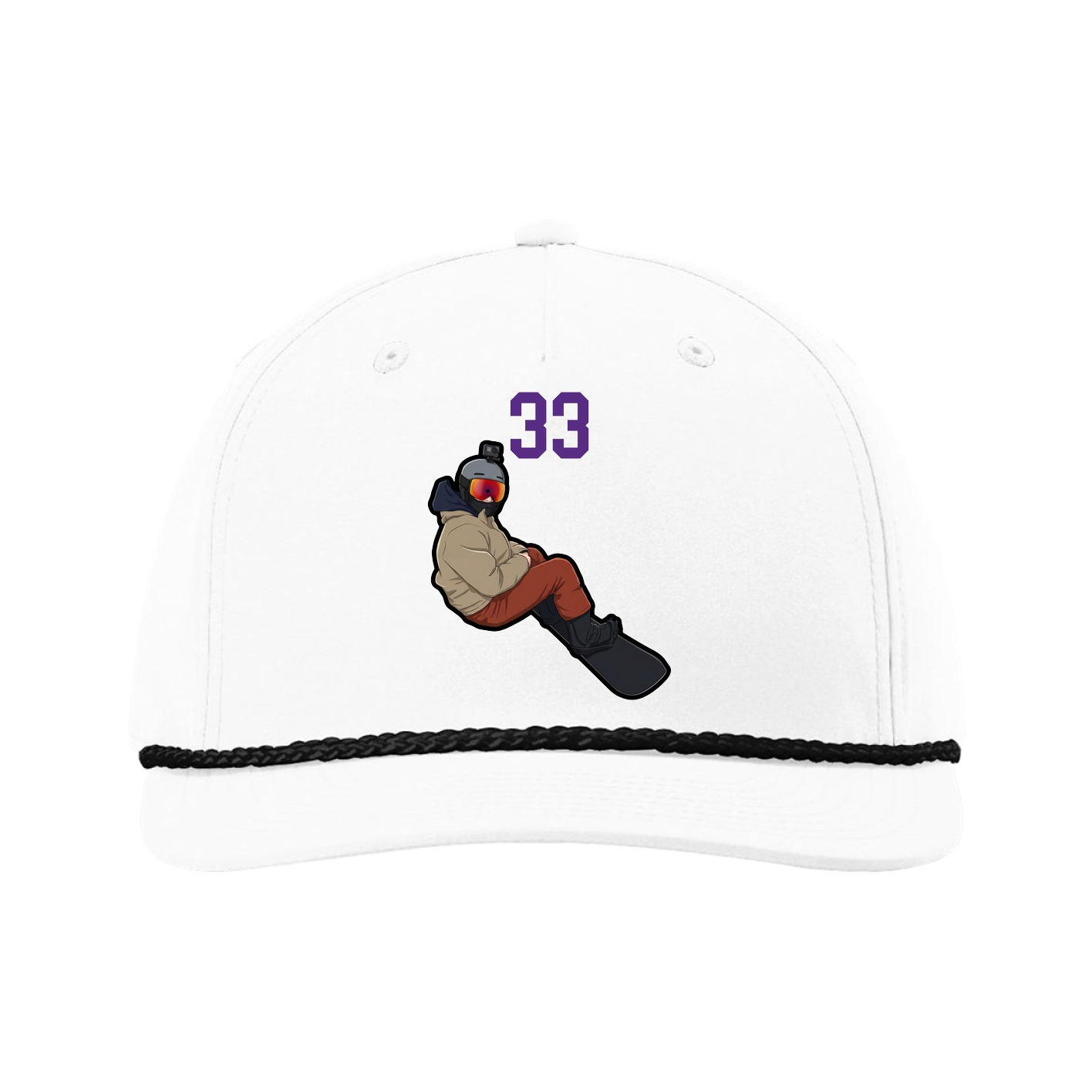 Five-Panel Classic Rope Cap — Number Top in White