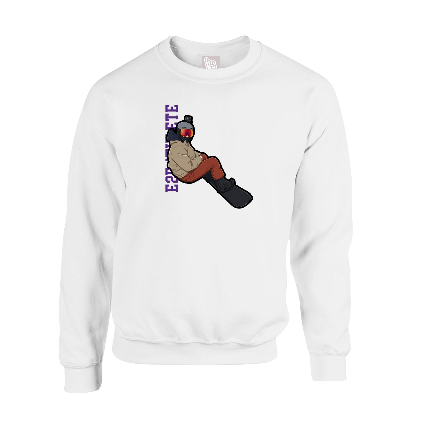 Fleece Crew — Name Vertical in White