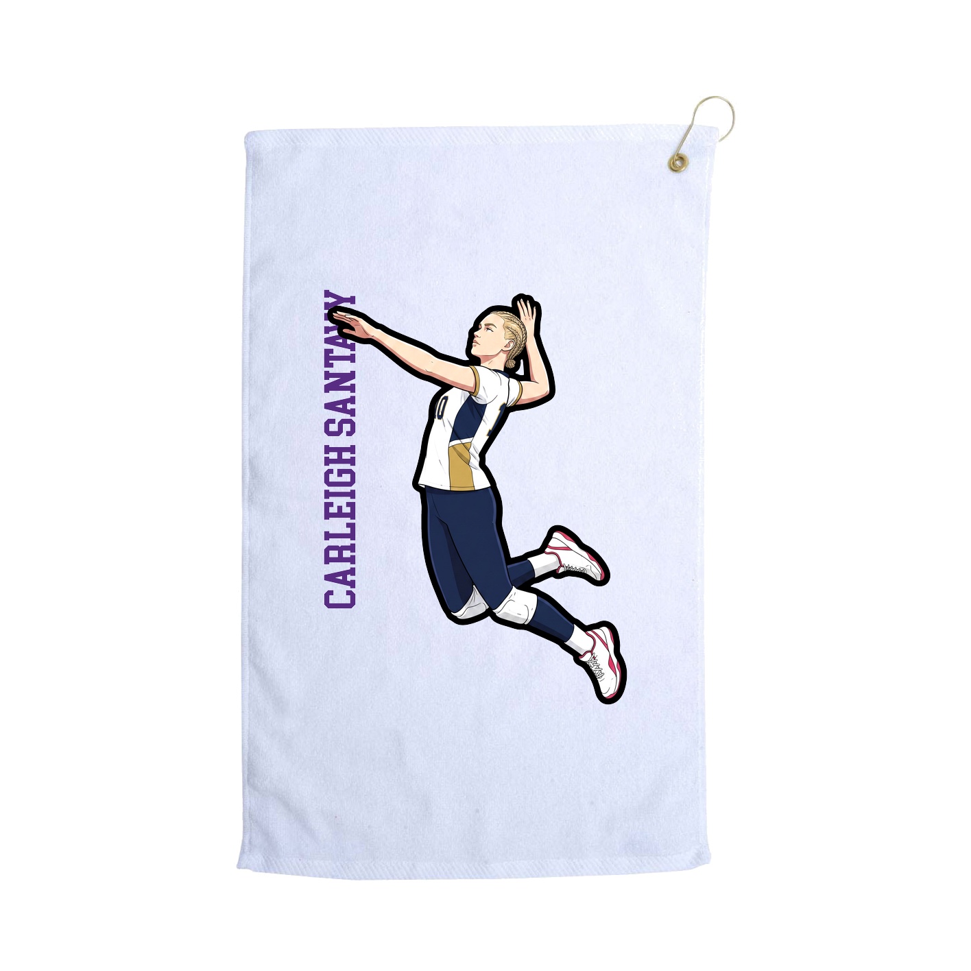 Golf Towel — Name Vertical in White