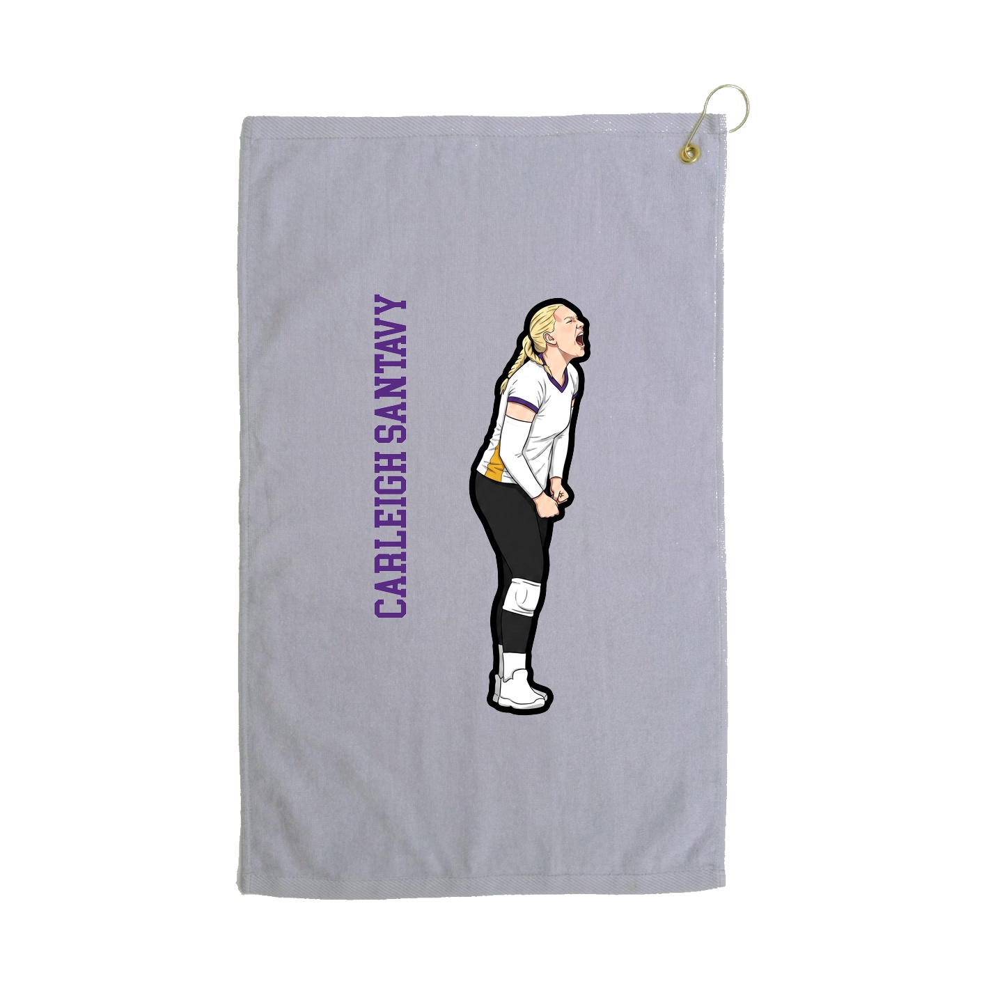 Golf Towel — Name Vertical in Grey