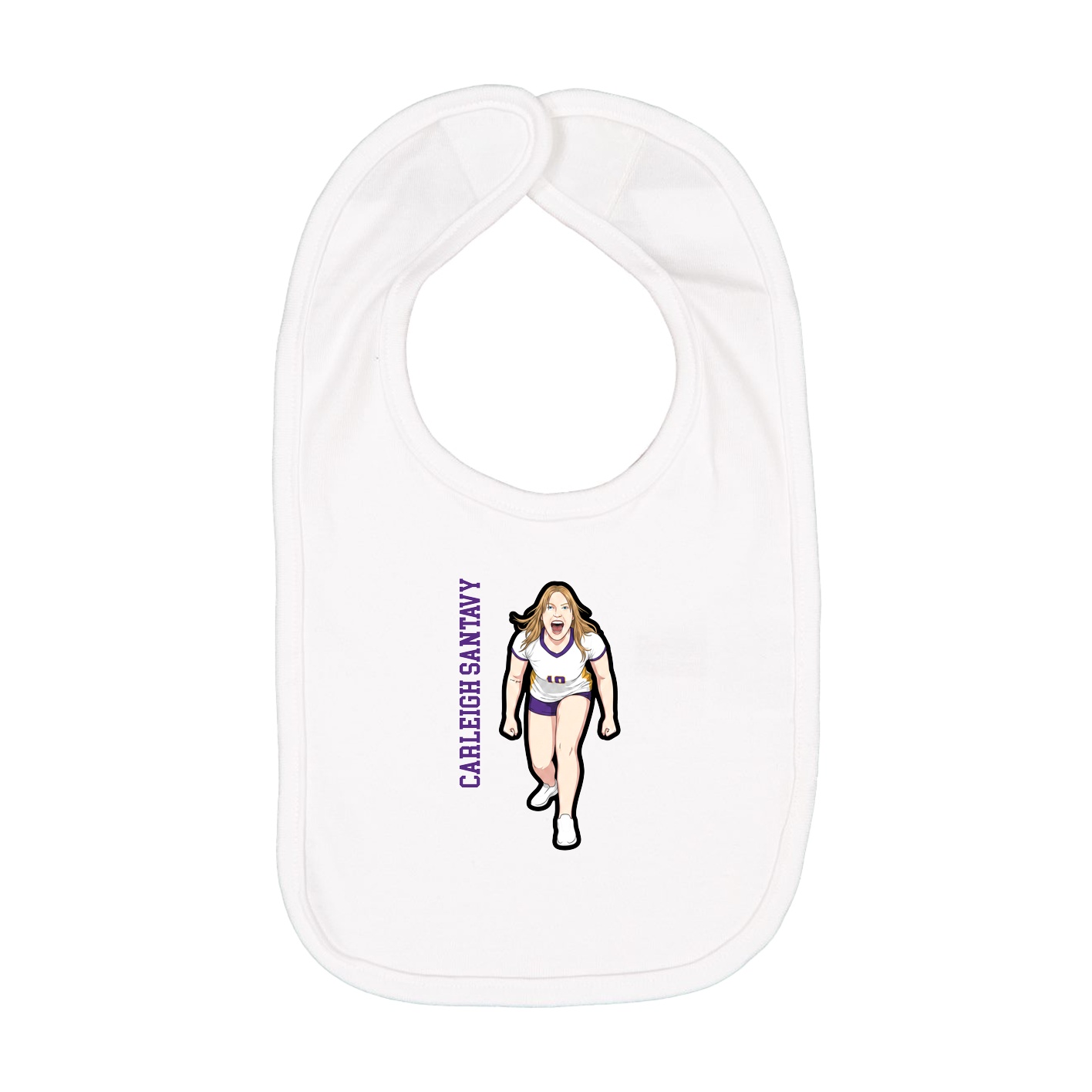 Infant Bib — Name Vertical in White