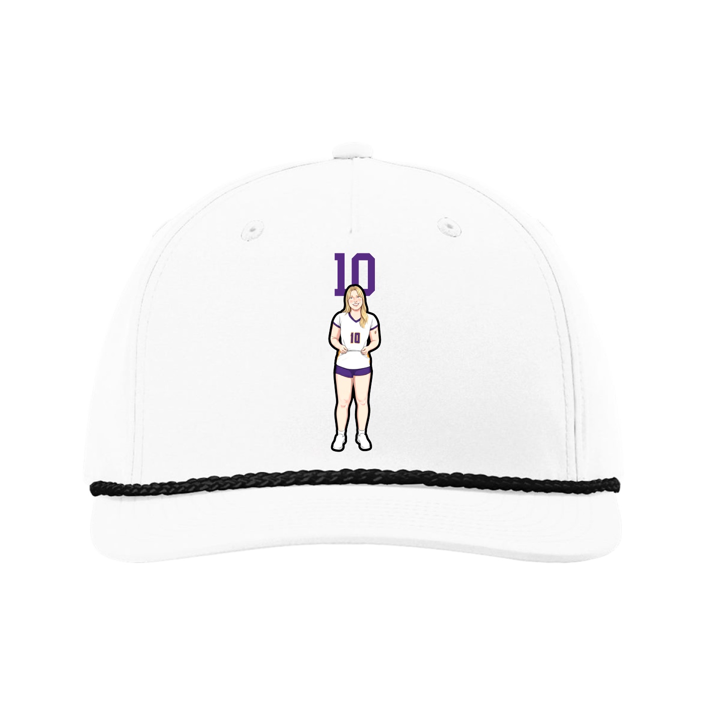 Five-Panel Classic Rope Cap — Number Top in White