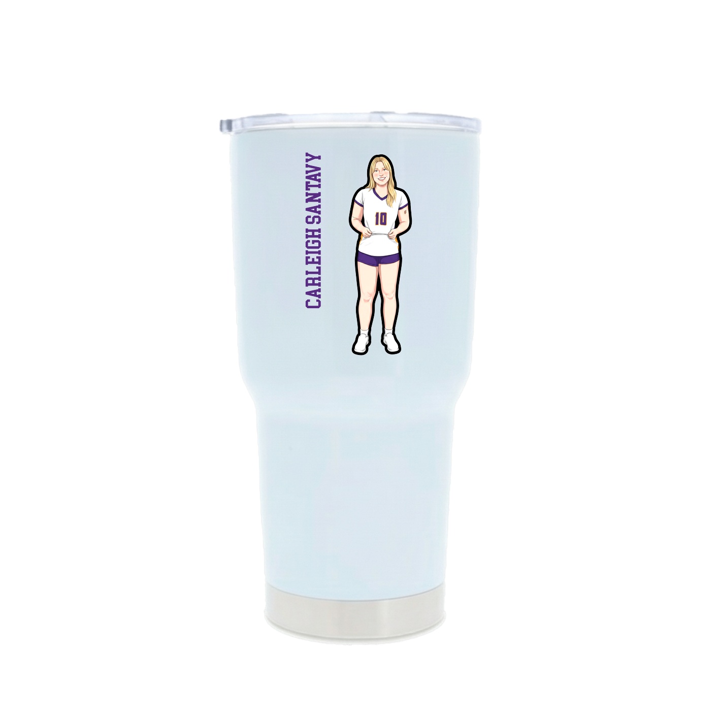 30oz Stainless Steel Tumbler — Name Vertical in White