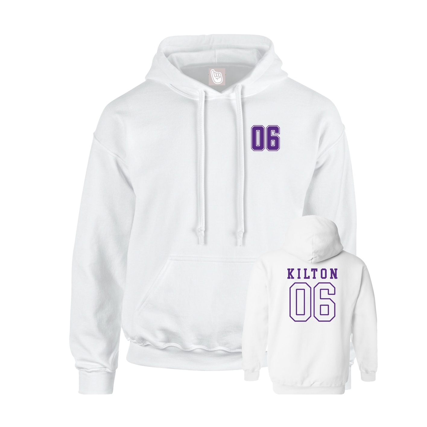 Youth Hoodie — Chest Back in White